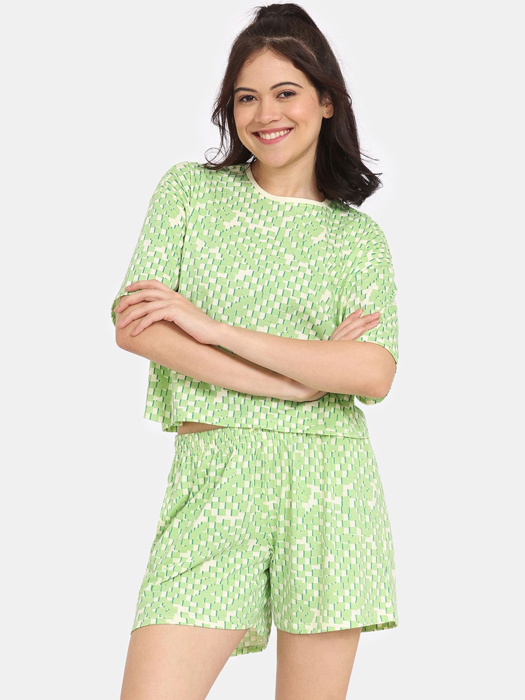 

Rosaline by Zivame Women Printed Night suit, Yellow