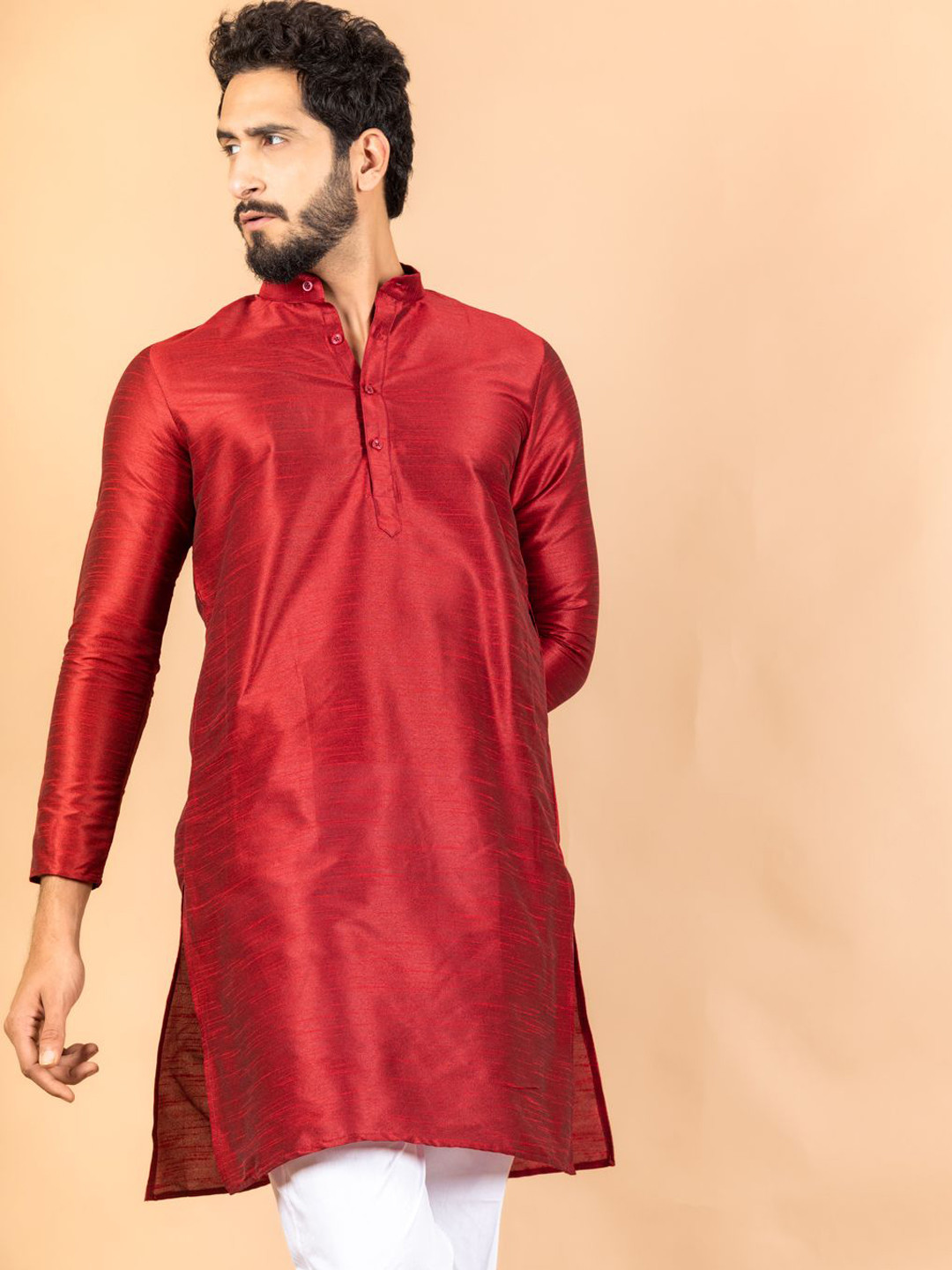 

Tistabene Mandarin Collar Straight Kurta, Maroon