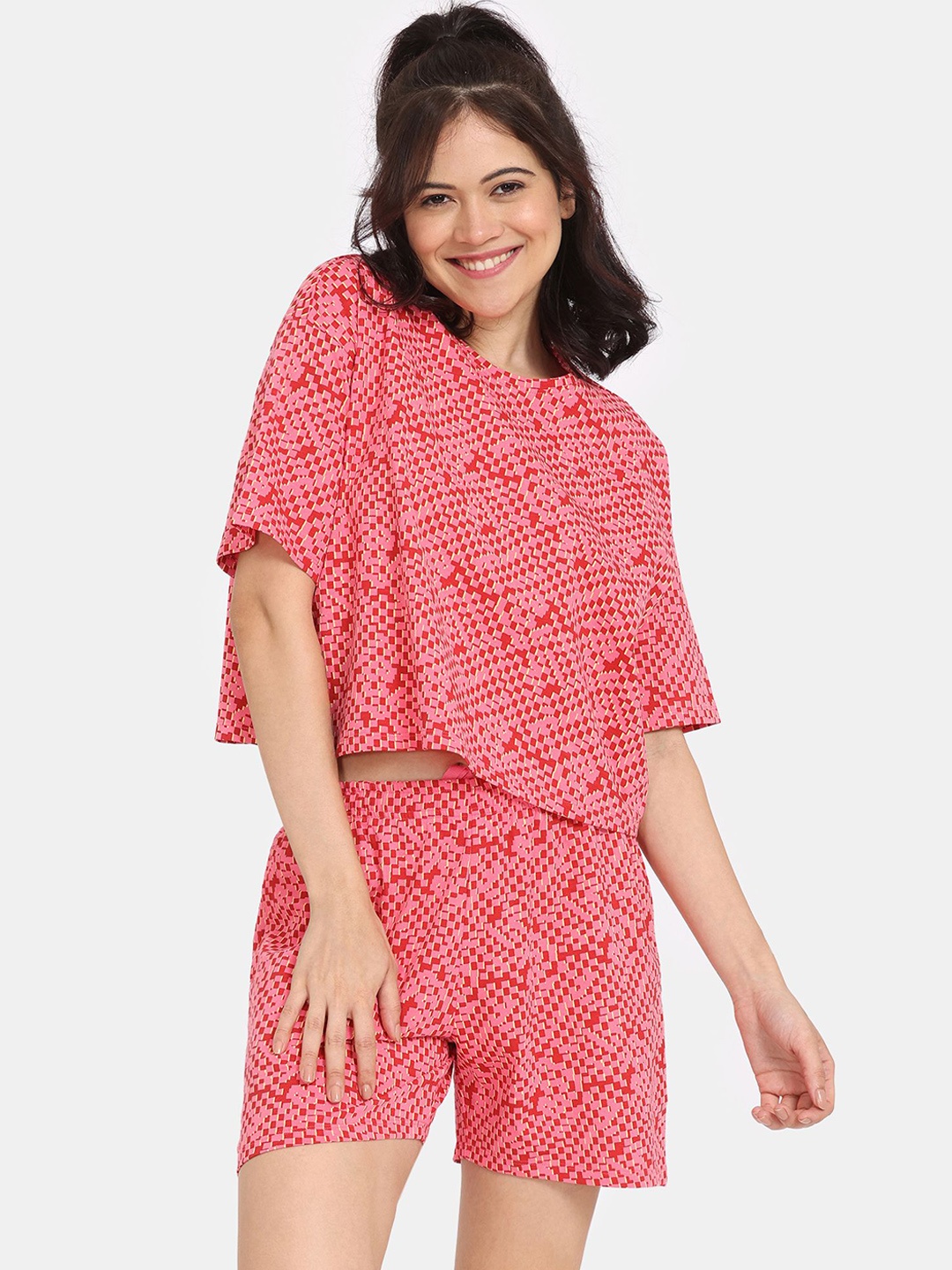 

Rosaline by Zivame Women Printed Night suit, Pink