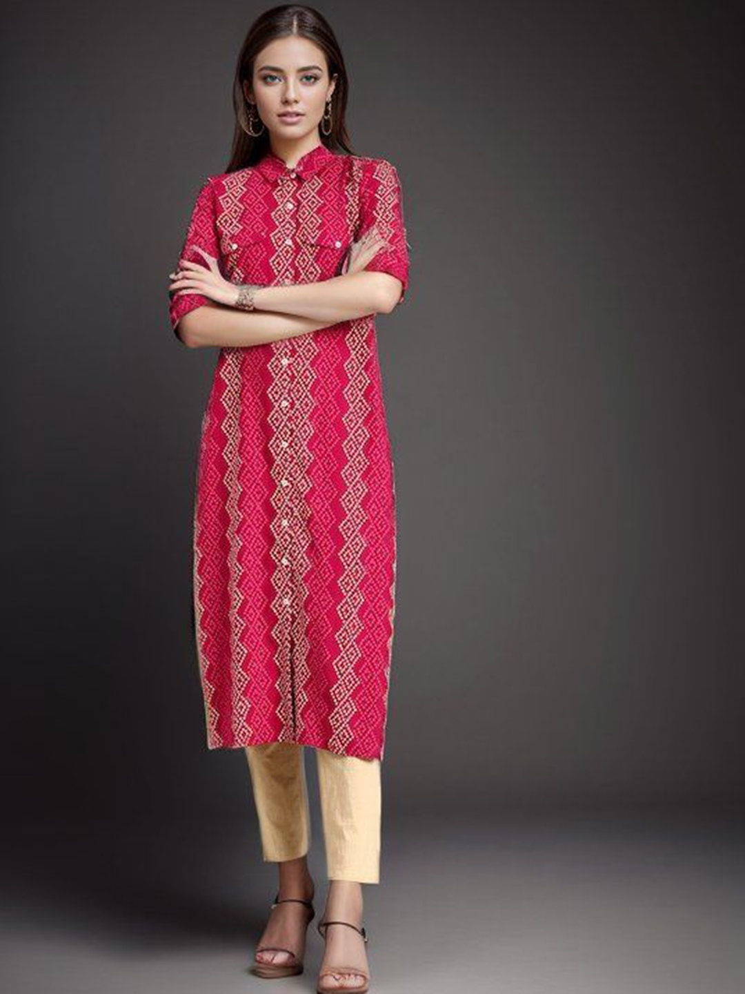 

CHIRAAI Women Ethnic Motifs Floral Kurta, Red
