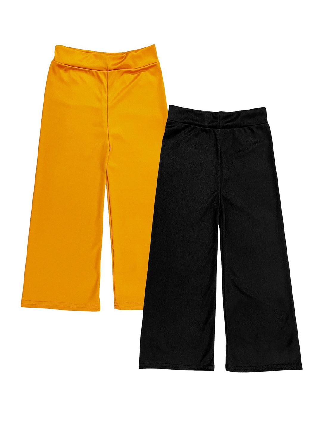 

BAESD Pack Of 2 Girls Solid Flared Knitted Palazzos, Black
