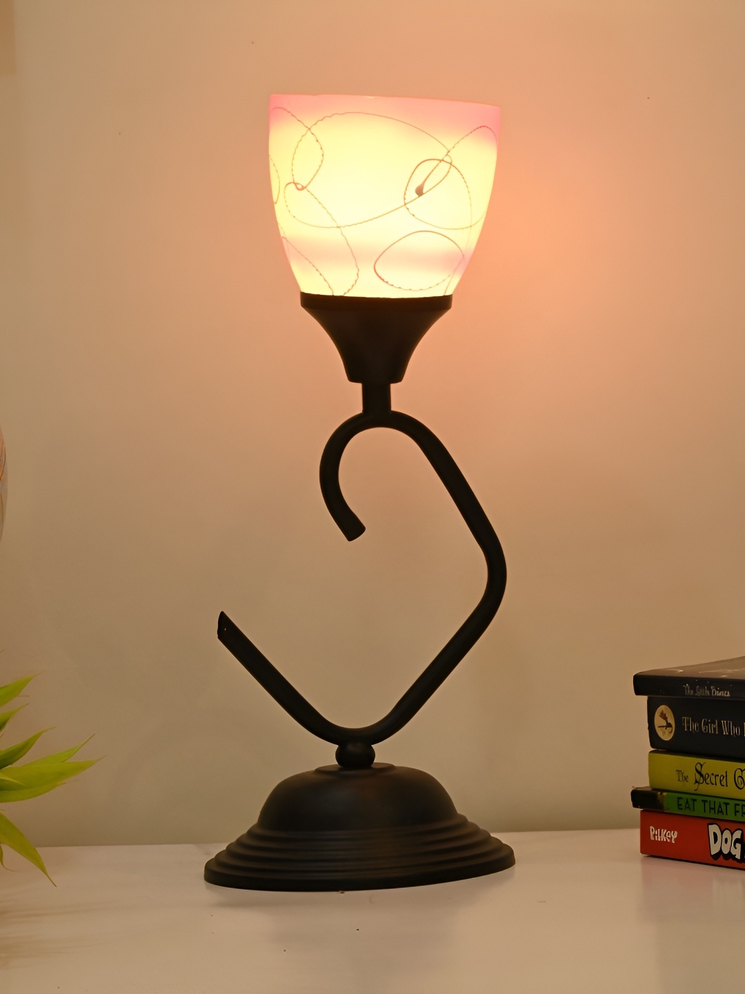 

Afast White Glass Printed Contemporary Table Lamp With Adjustable Cord