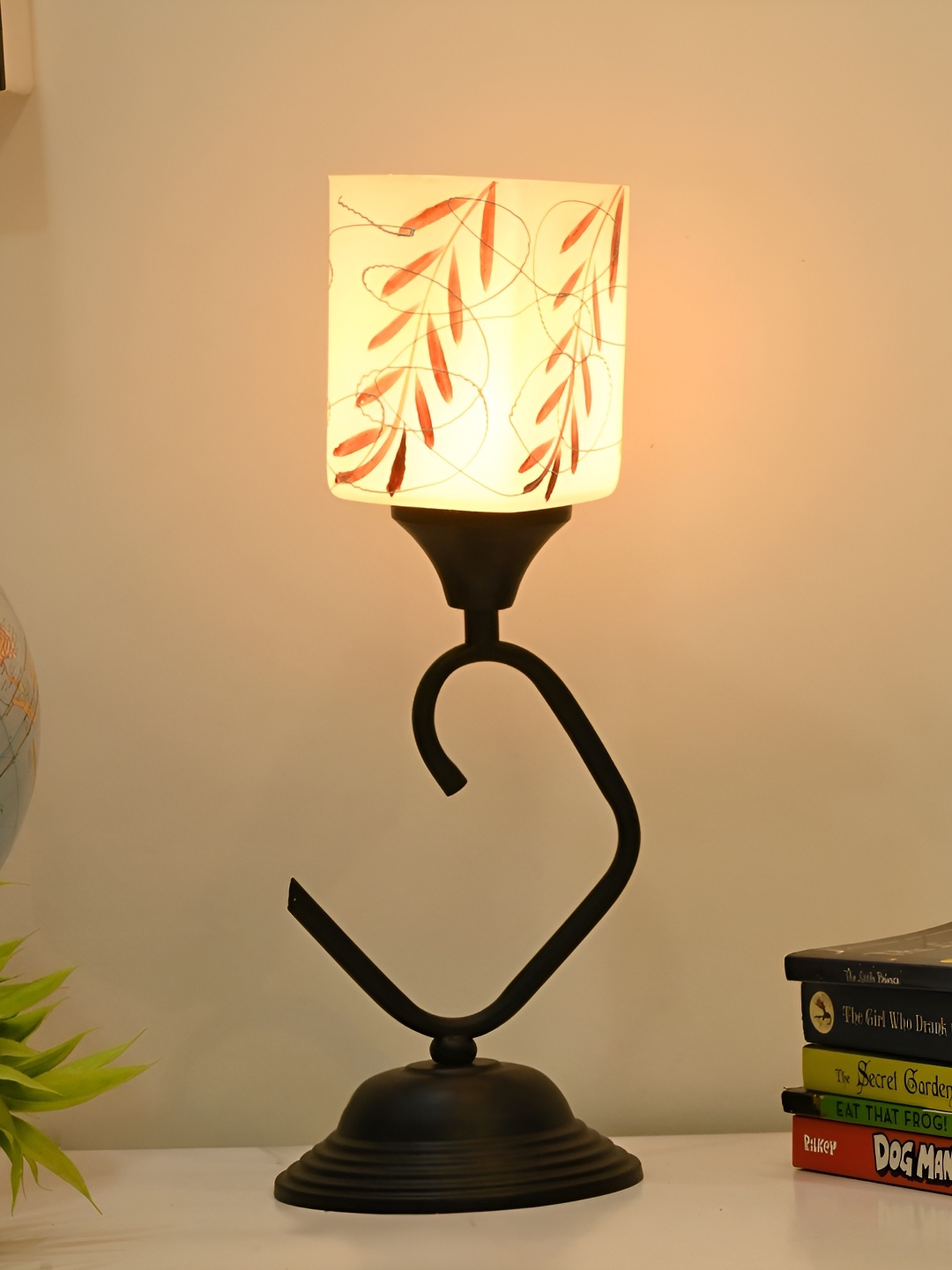 

Afast White & Brown Glass Contemporary Table Lamp With Adjustable Cord