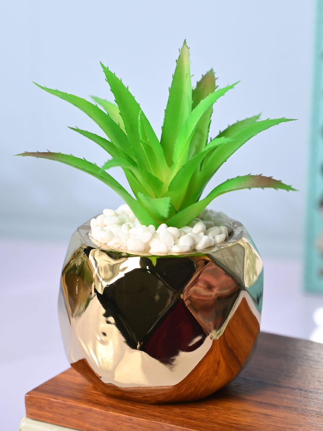 

MARKET99 Green & Gold Toned Hanging Artificial Plant With Pot