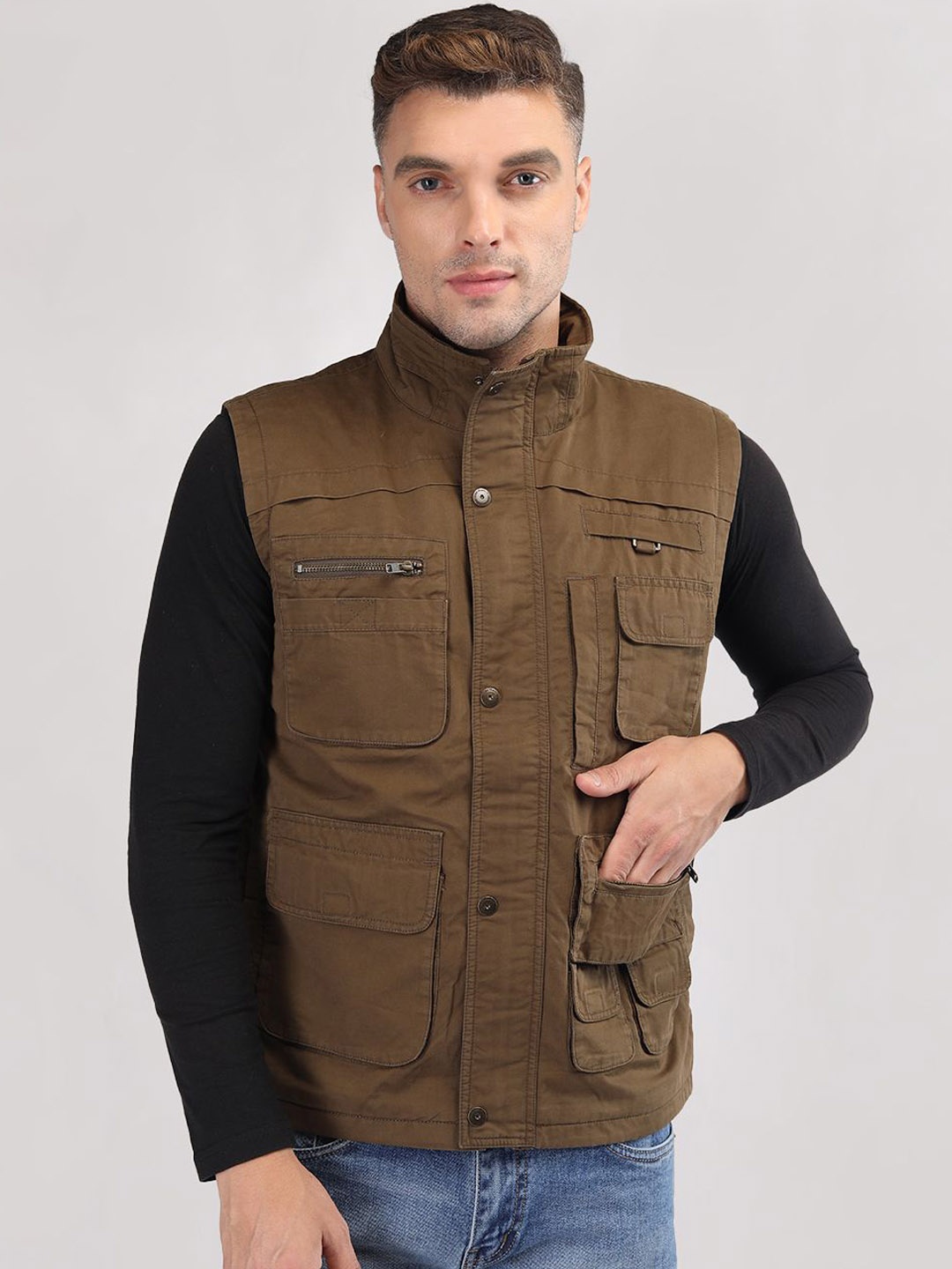 

LURE URBAN Men Camouflage Outdoor Bomber Jacket, Brown