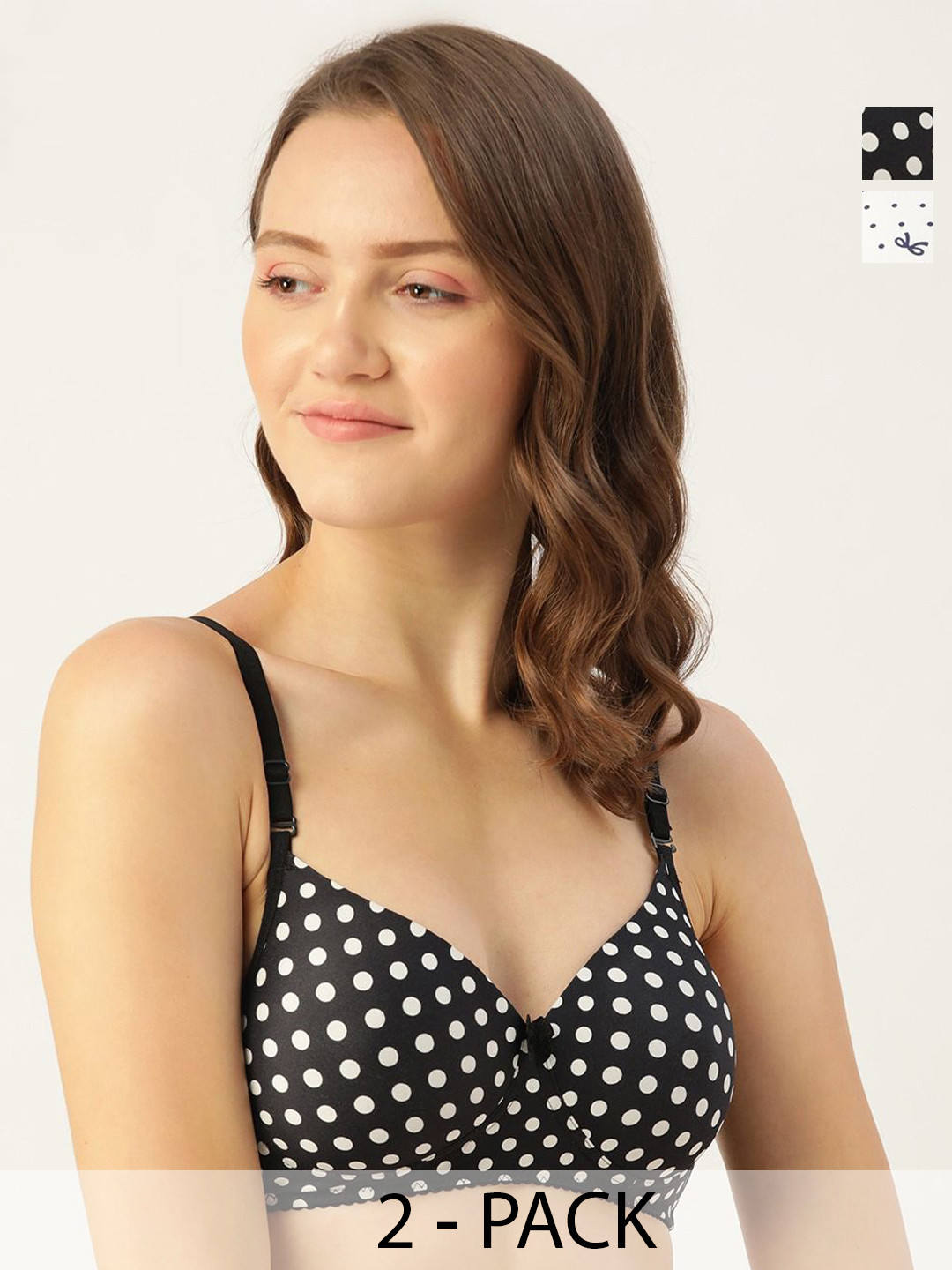 

Lady Lyka Polka Dot Bra Medium Coverage Lightly Padded, Black