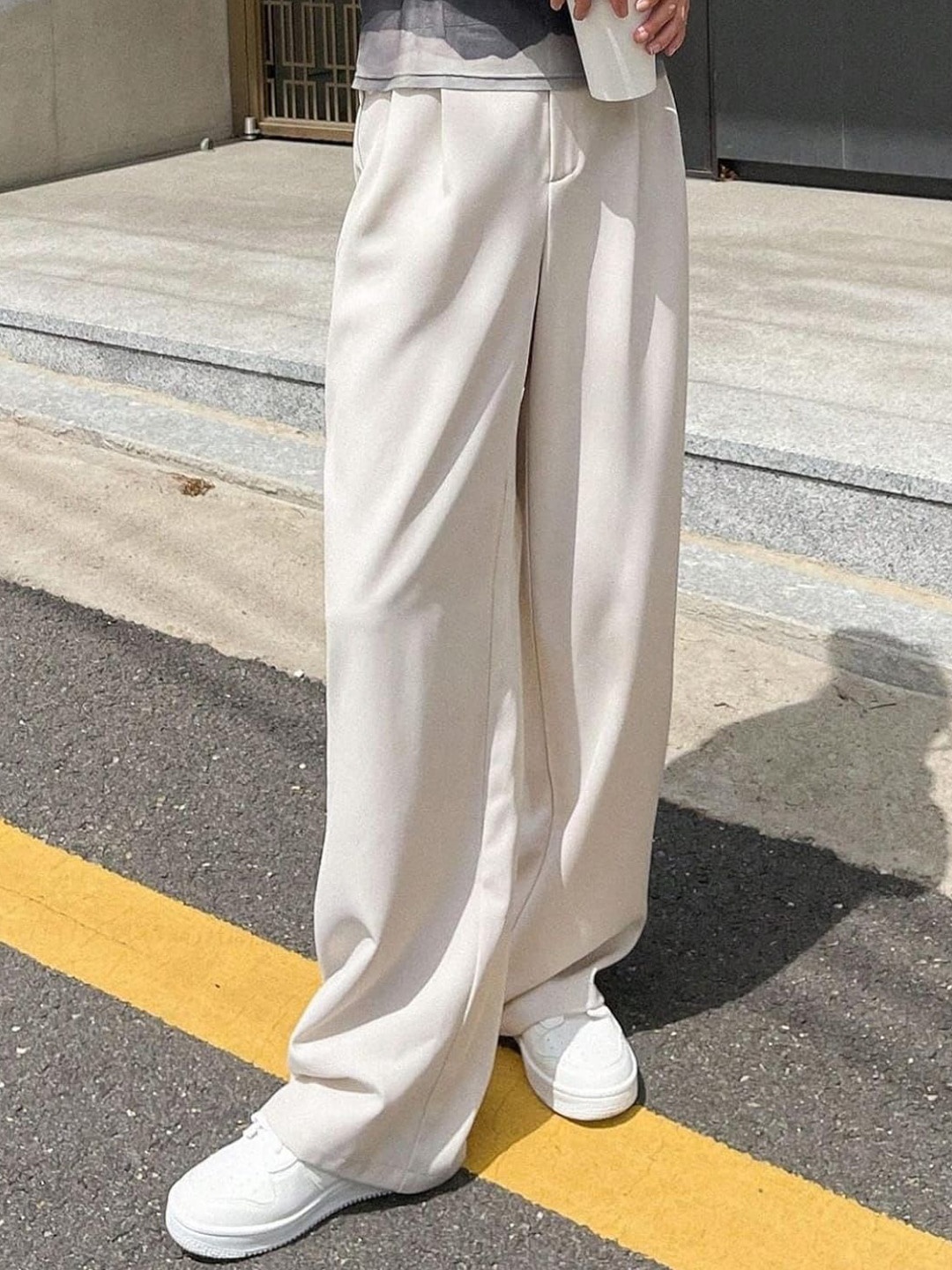 

BROADSTAR Women Pleated Korean Pants, Beige