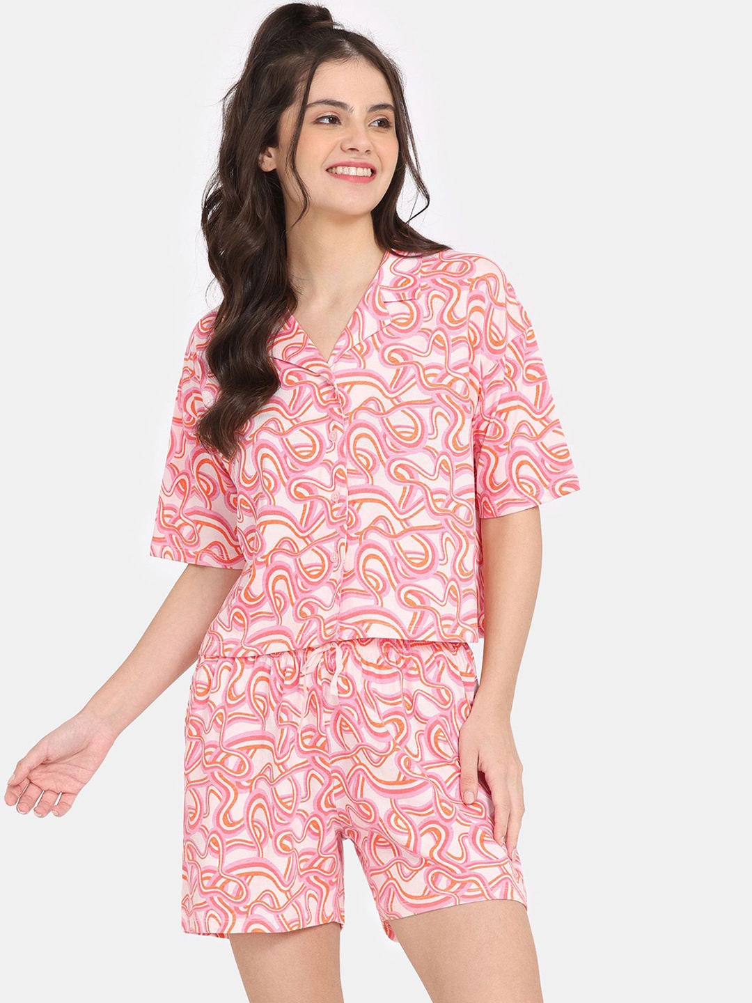 

Rosaline by Zivame Women Printed Night suit, Pink