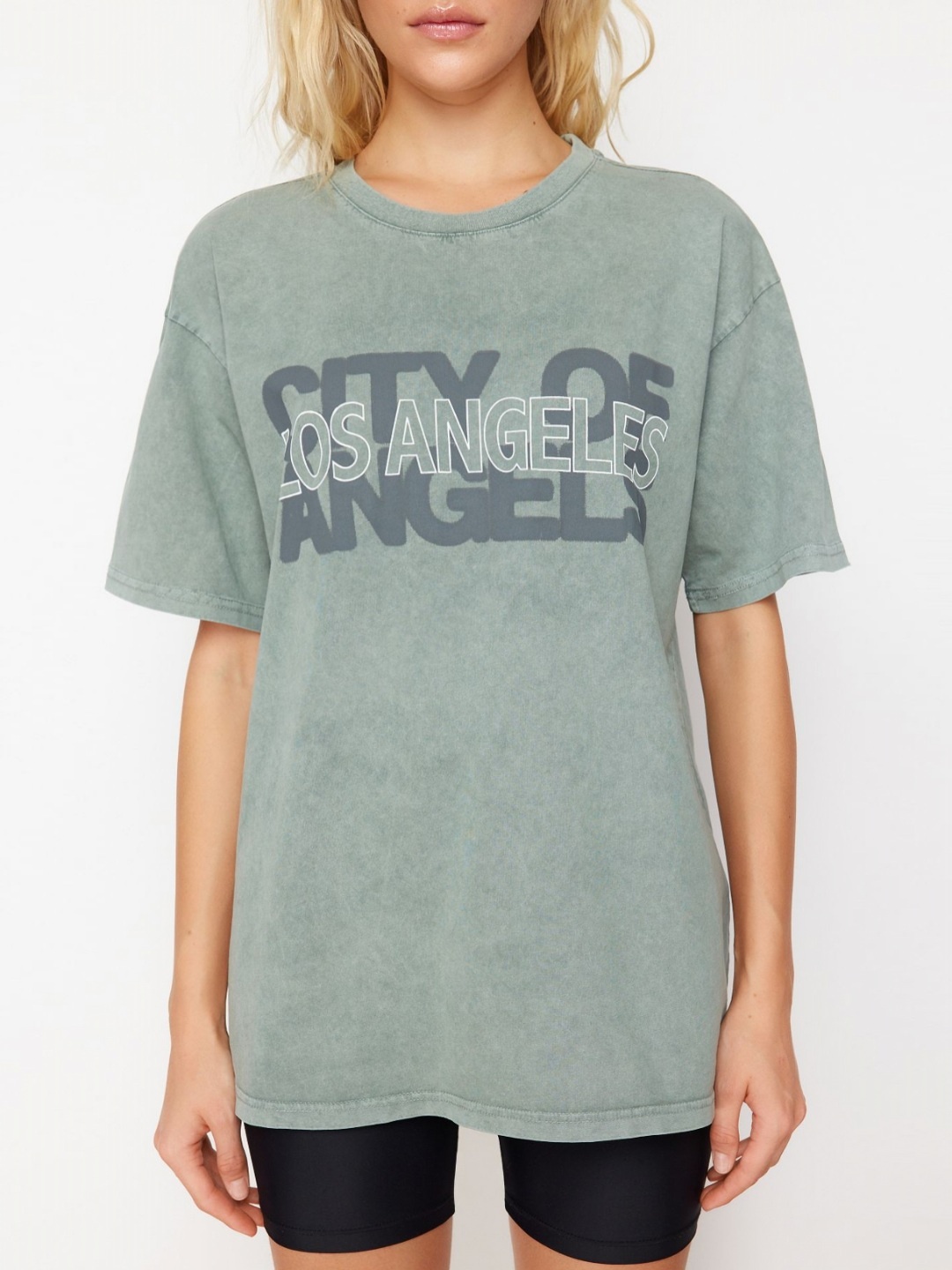 

Trendyol Women Typography Printed T-shirt, Na