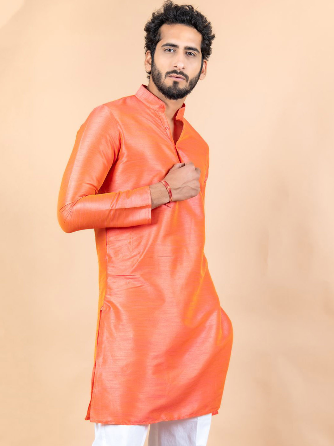 

Tistabene Mandarin Collar Straight Kurta, Orange
