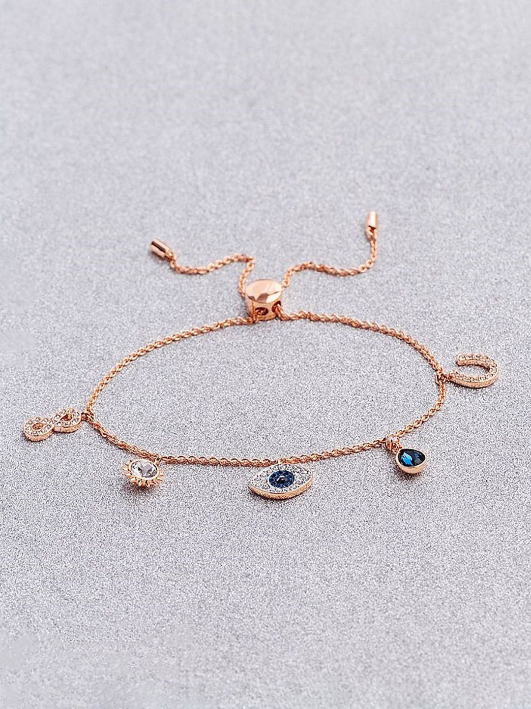 

Jewels Galaxy Rose Gold-Plated Stainless Steel American Diamond Wraparound Bracelet