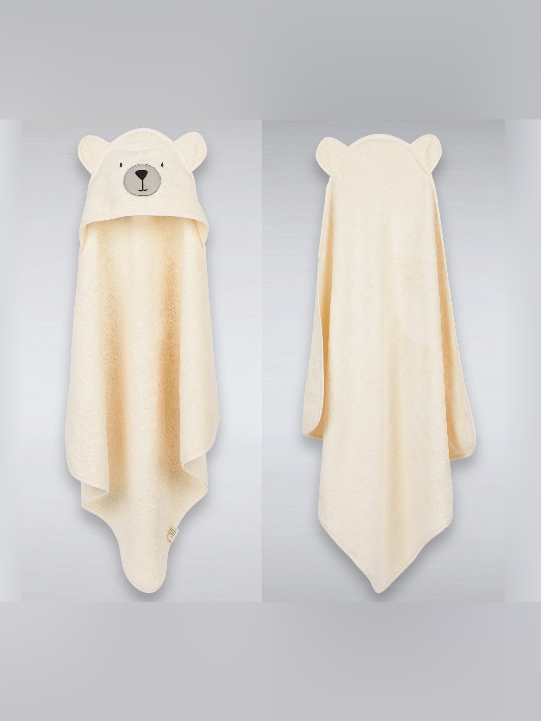 

Masilo Kids Cream Colored & Grey Cotton 400 GSM Teddy Hooded Bath Towel