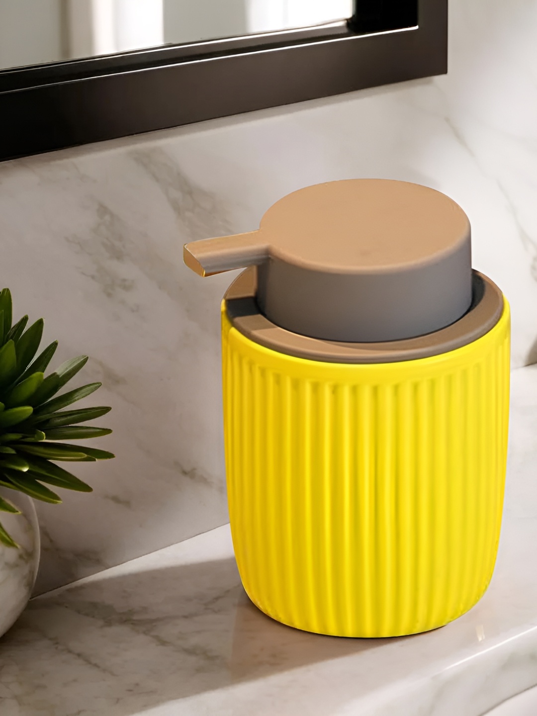 

UMAI Yellow & Brown Striped Ceramic Soap Dispenser 320 ml