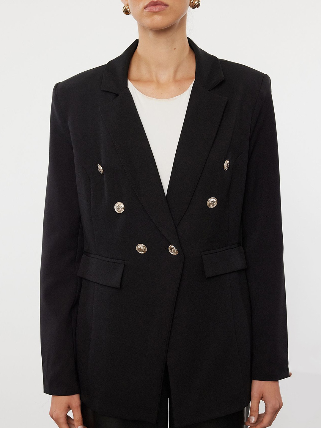 

Trendyol Double-Breasted Casual Blazer, Black