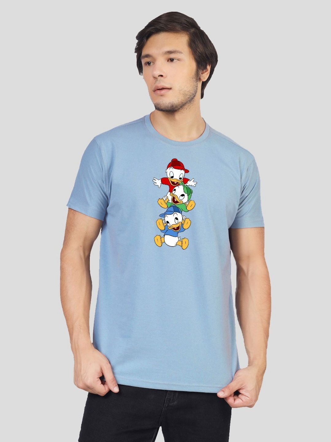 

Greylongg Men Printed Applique T-shirt, Blue