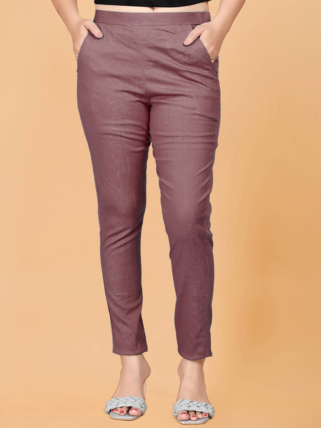

VORHIZA Women Easy Wash Trousers, Coffee brown