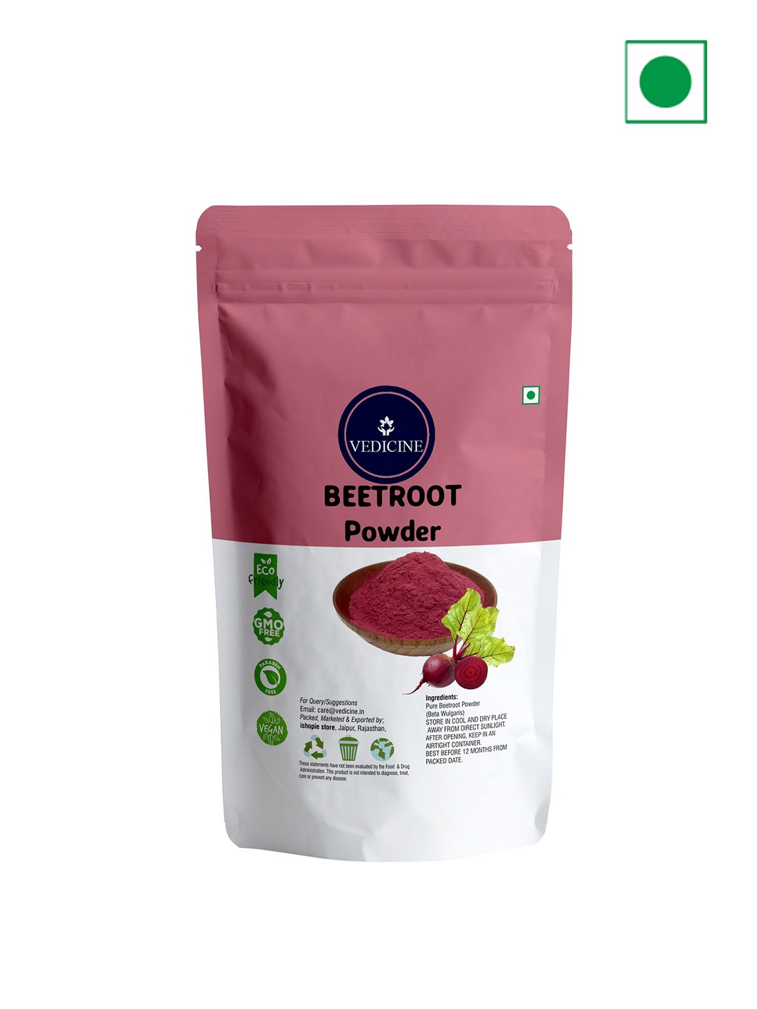 

VEDICINE Set of 2 Dried Edible Multipurpose Beetroot Powder - 150g Each, Pink