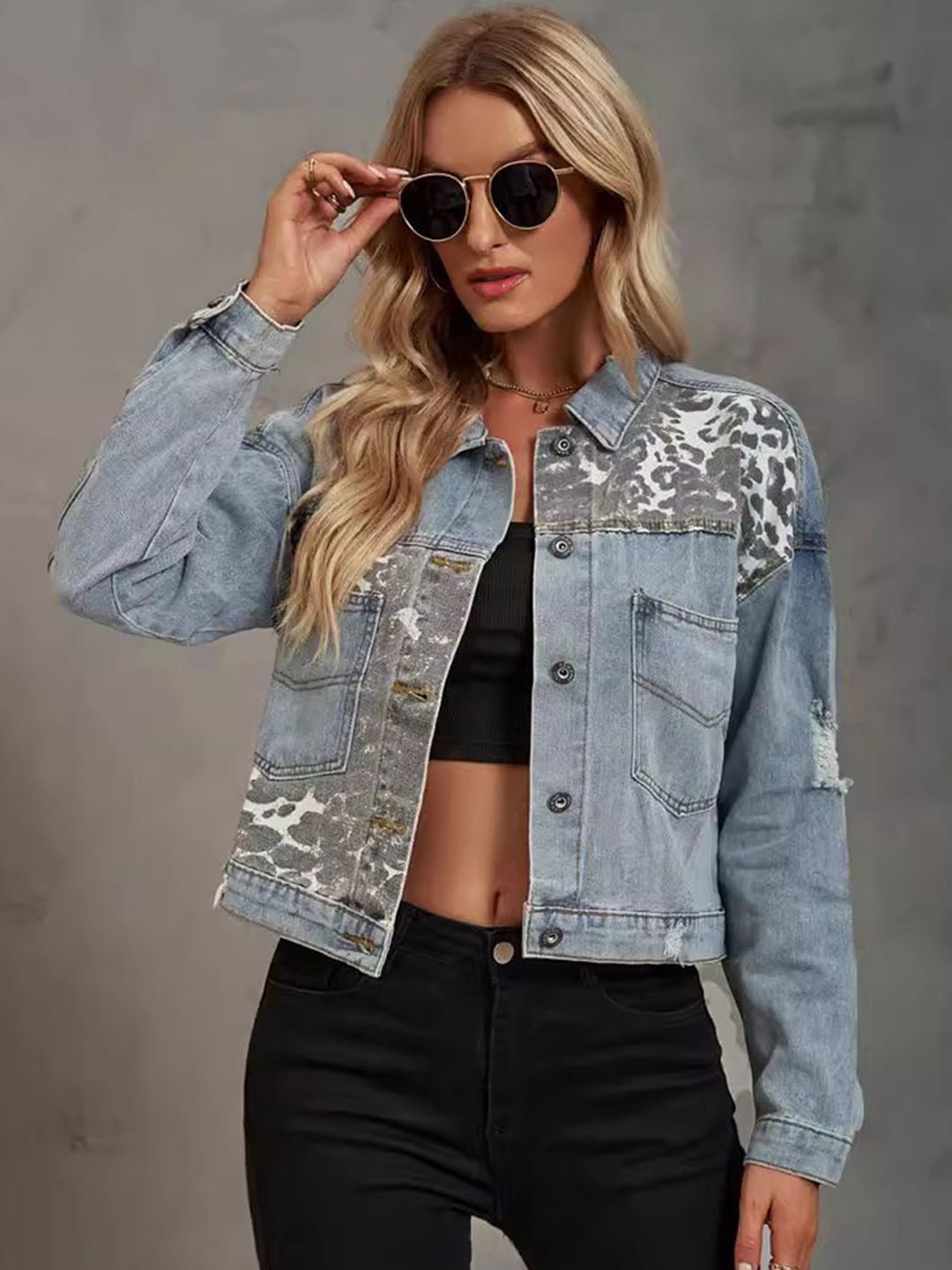 

StyleCast Women Denim Jacket with Patchwork, Blue