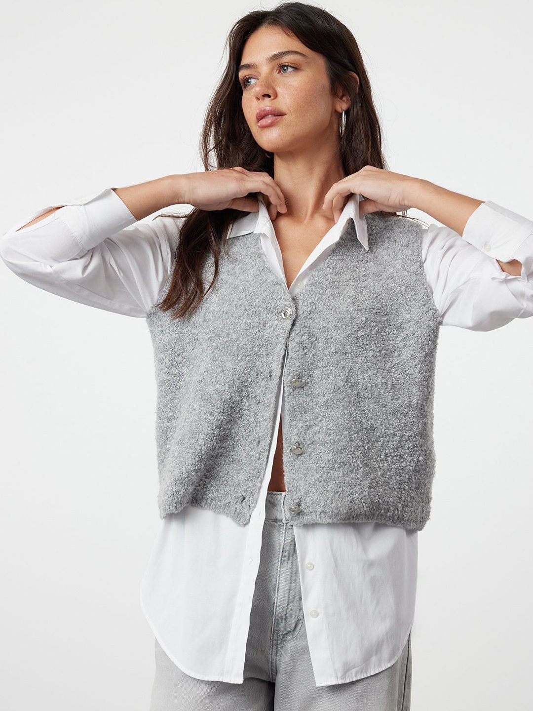 

Trendyol Women Sweater Vest, Grey