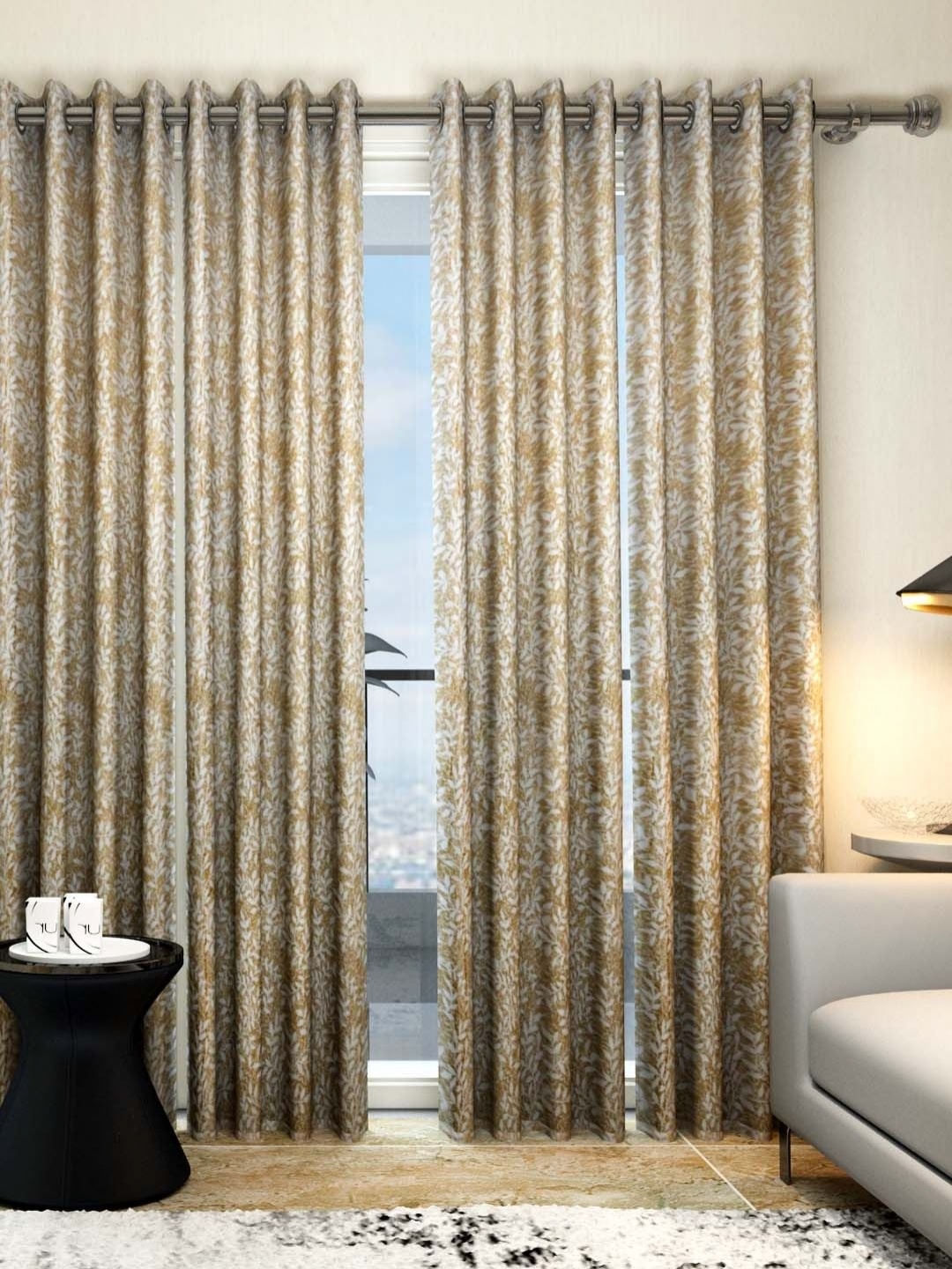 

Aura Beige & White 4 Pieces Floor Door Curtains
