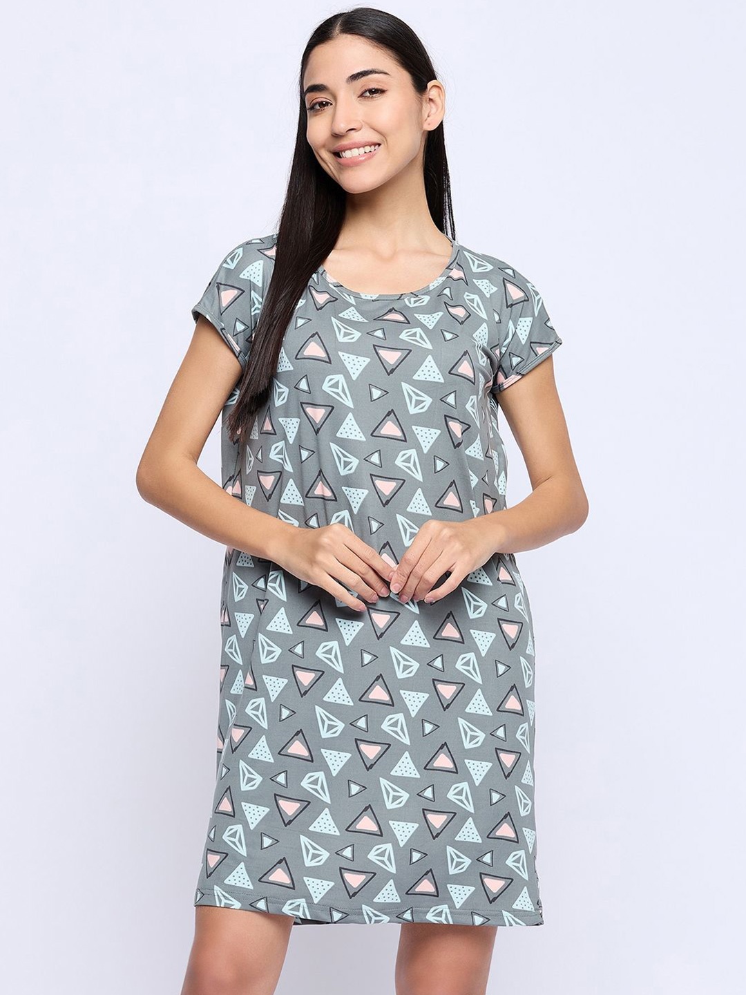 

Camey Printed Nightdress, Grey