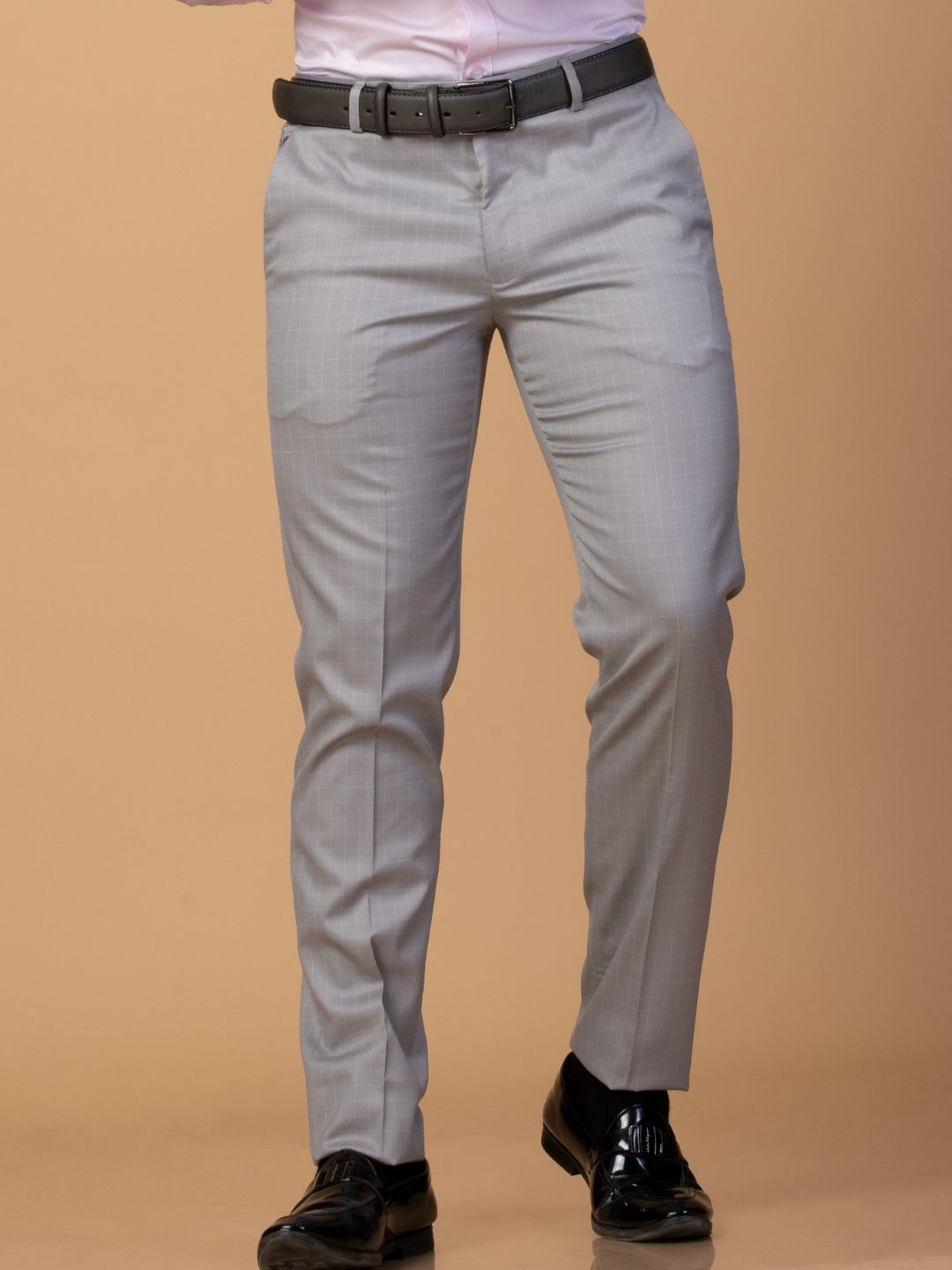 

Berkshire Men Checked Smart Slim Fit Formal Trousers, Grey