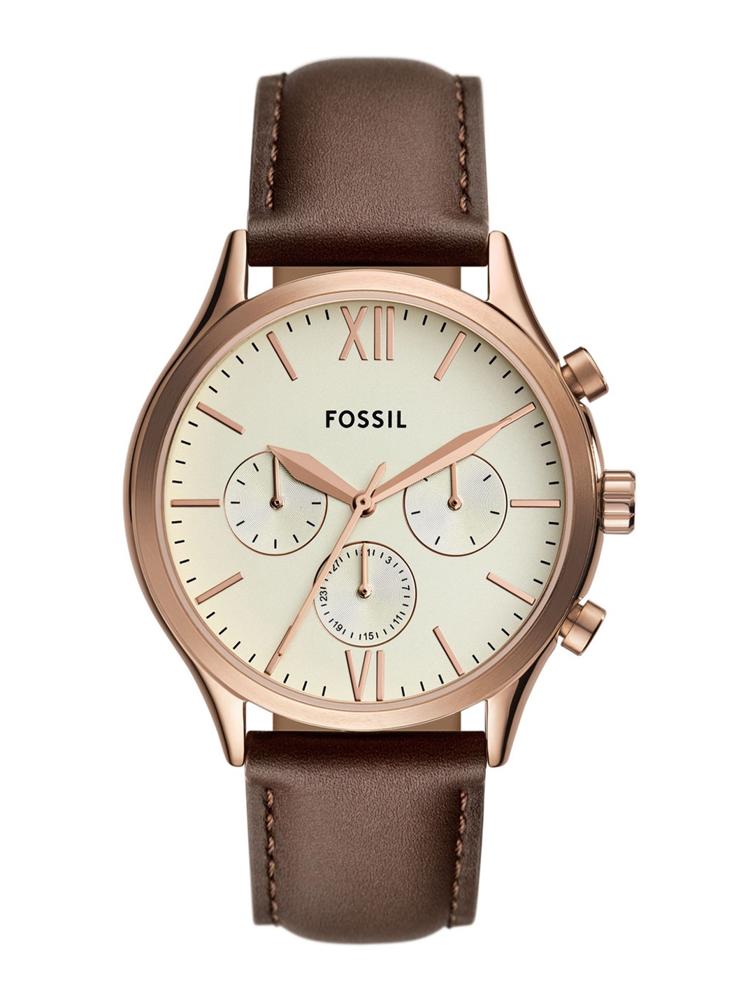 

Fossil Men Dial & Leather Straps Analogue Multi Function Watch BQ2879, Cream