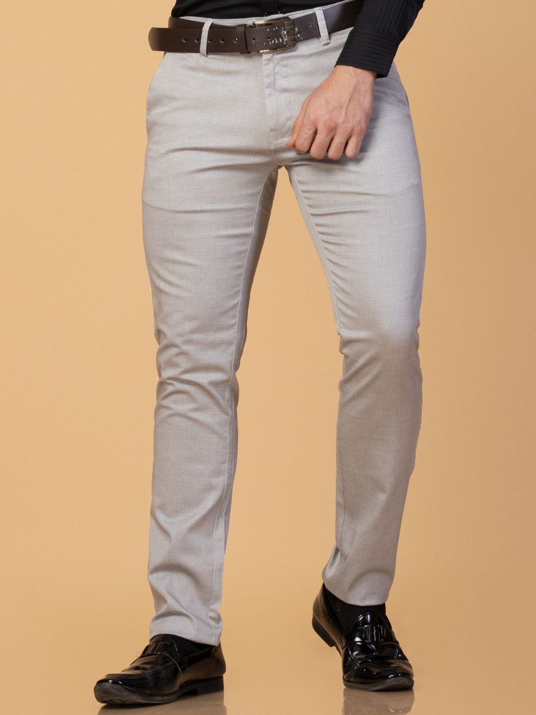 

USMC Men Solid Comfort Slim Fit Trousers, Grey