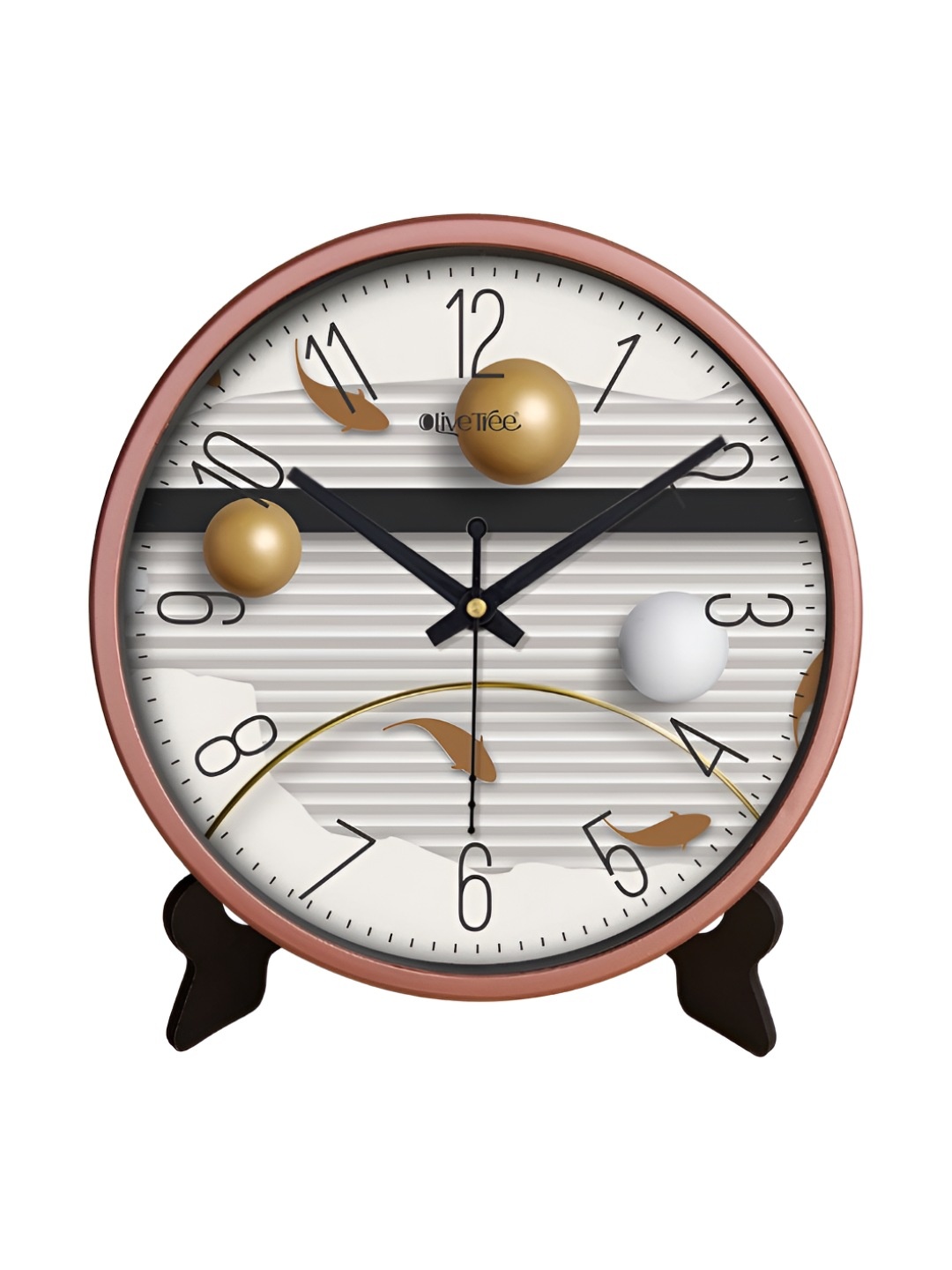 

OLIVE TREE Copper-Toned & White Printed Contemporary Analogue Round Shaped Table Clock