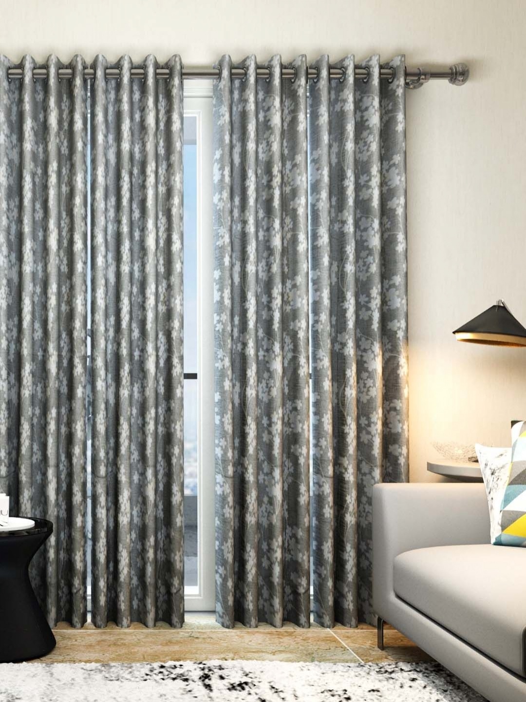 

Aura Grey & White 4 Piece Floral Door Curtain