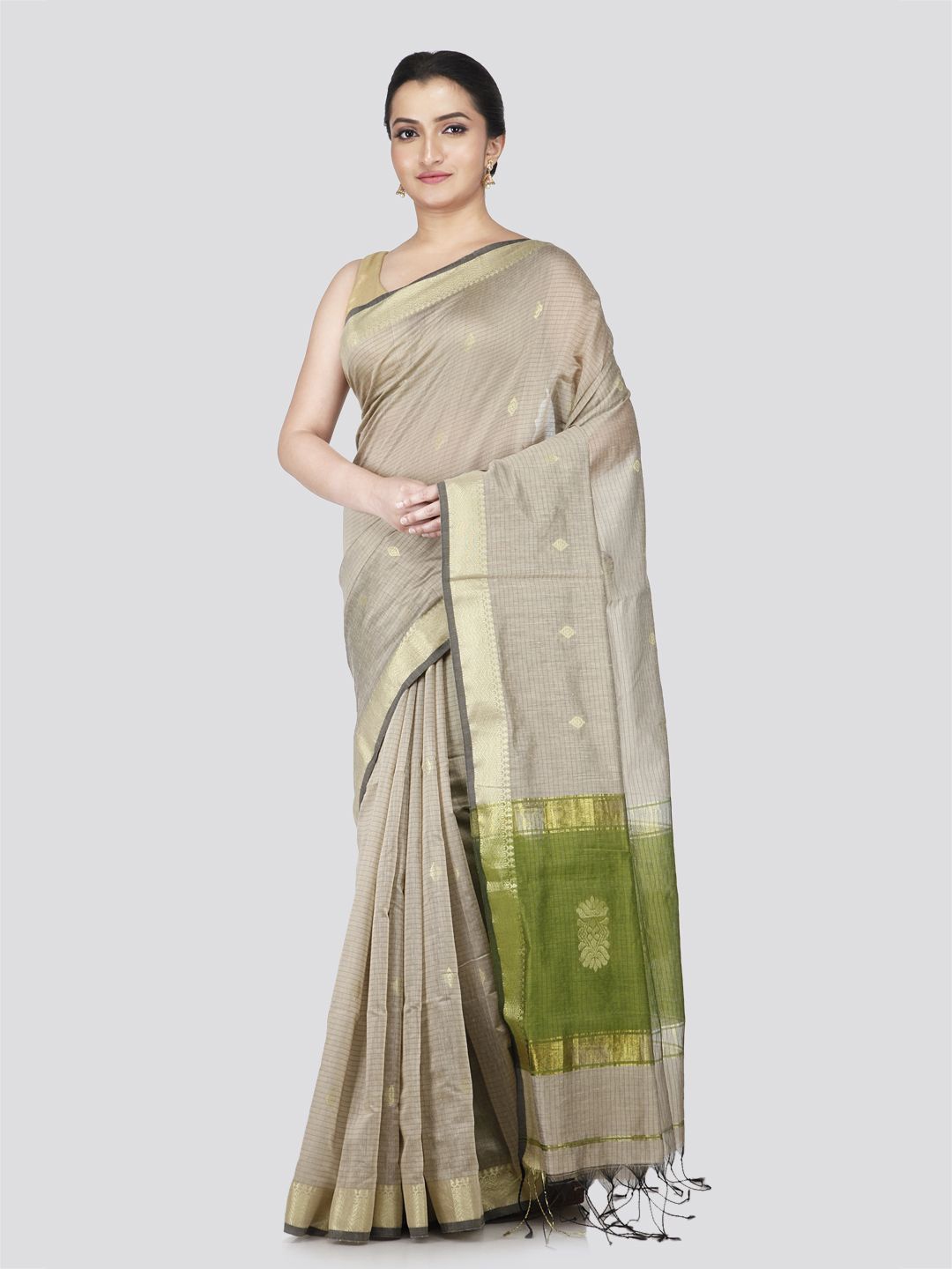 

PinkLoom Woven Design Zari Saree, Beige