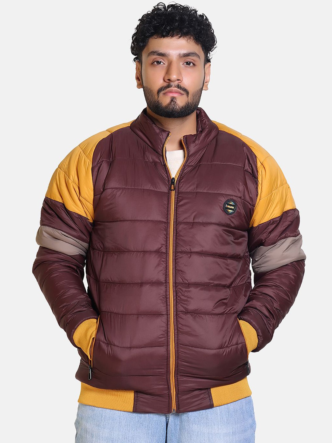 

BAESD Men Colourblocked Outdoor Puffer Jacket, Maroon