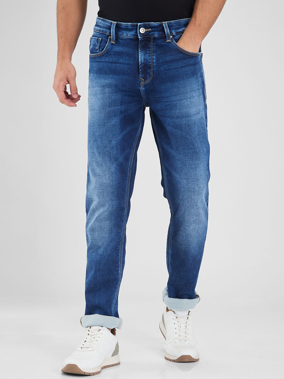 

SPYKAR Men Relaxed Fit Light Fade Mid Rise Stretchable Jeans, Blue