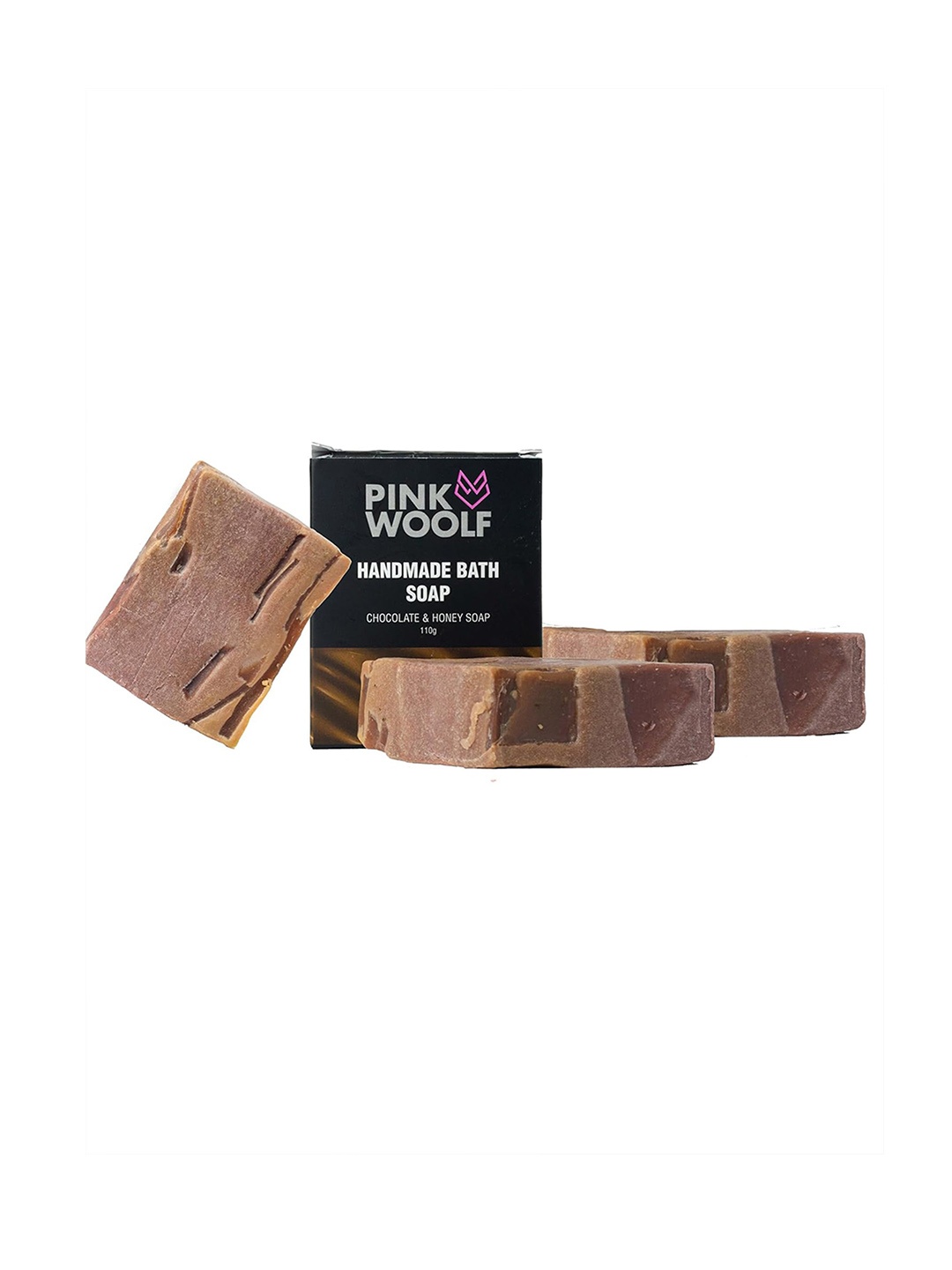 

PINK WOOLF Set Of 3 Chocolate & Honey Handmade Bath Soap - 110g Each, Brown