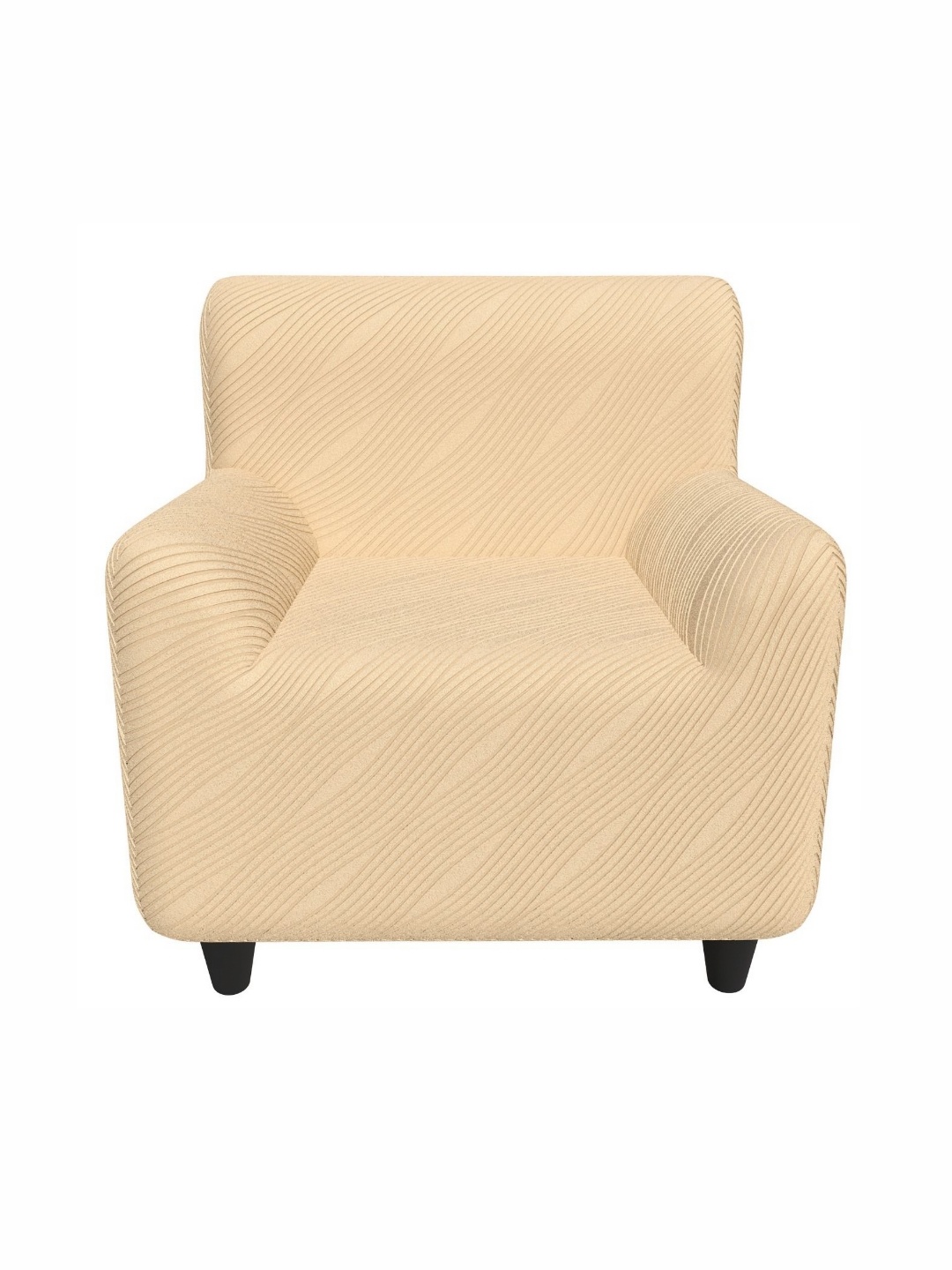 

Furshine Cream-Coloured 1 Piece Self Design Textured Sofa Cover With Arms