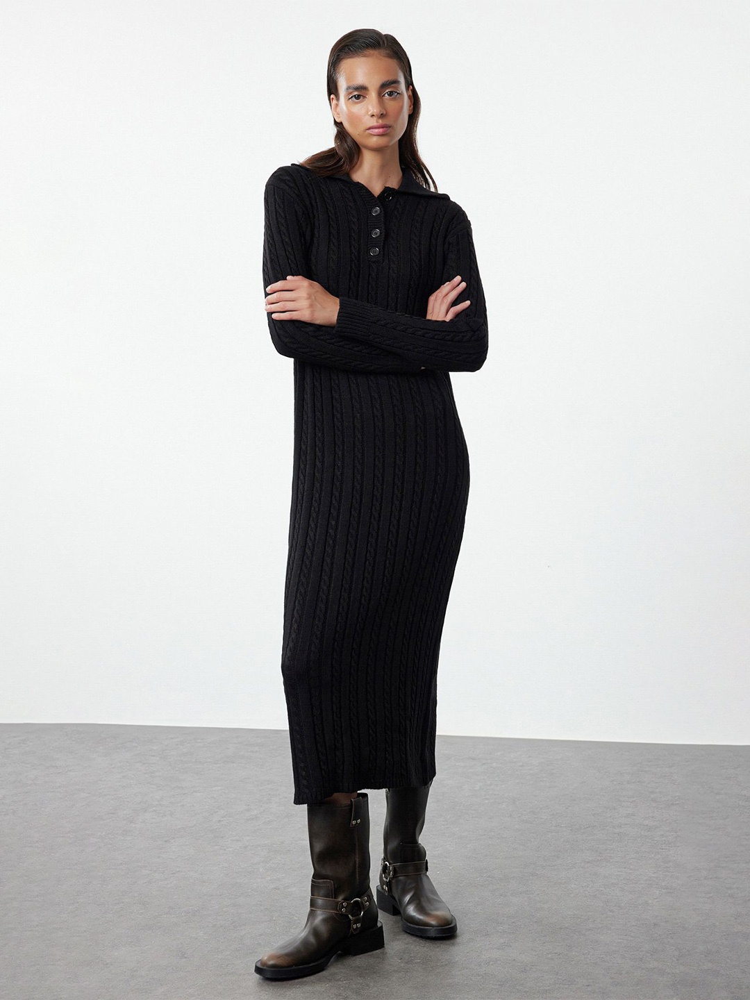 

Trendyol Knitted Midi Dress, Black