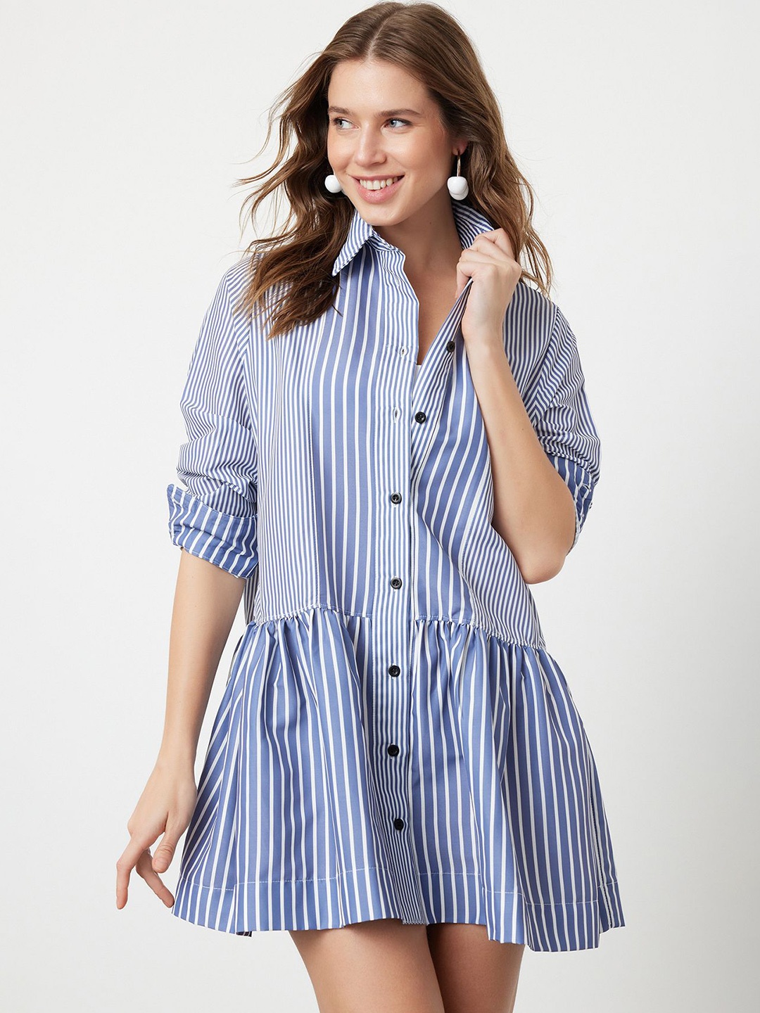 

Trendyol Striped Shirt Mini Dress, Na