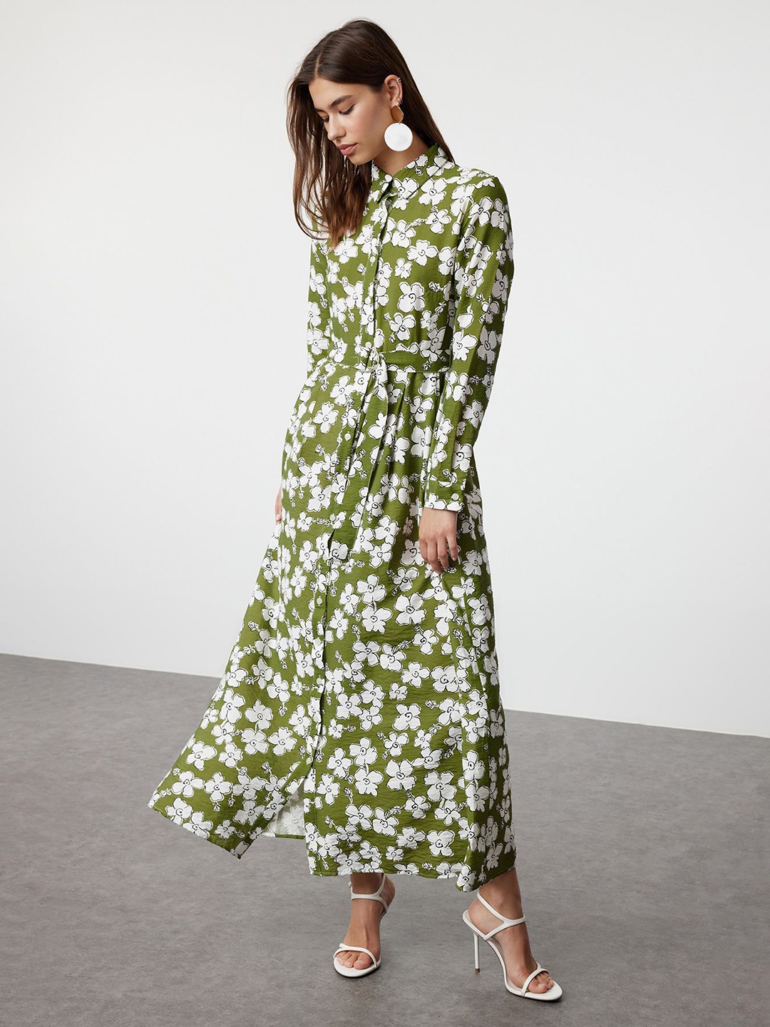 

Trendyol Floral Printed Maxi Dress, Green