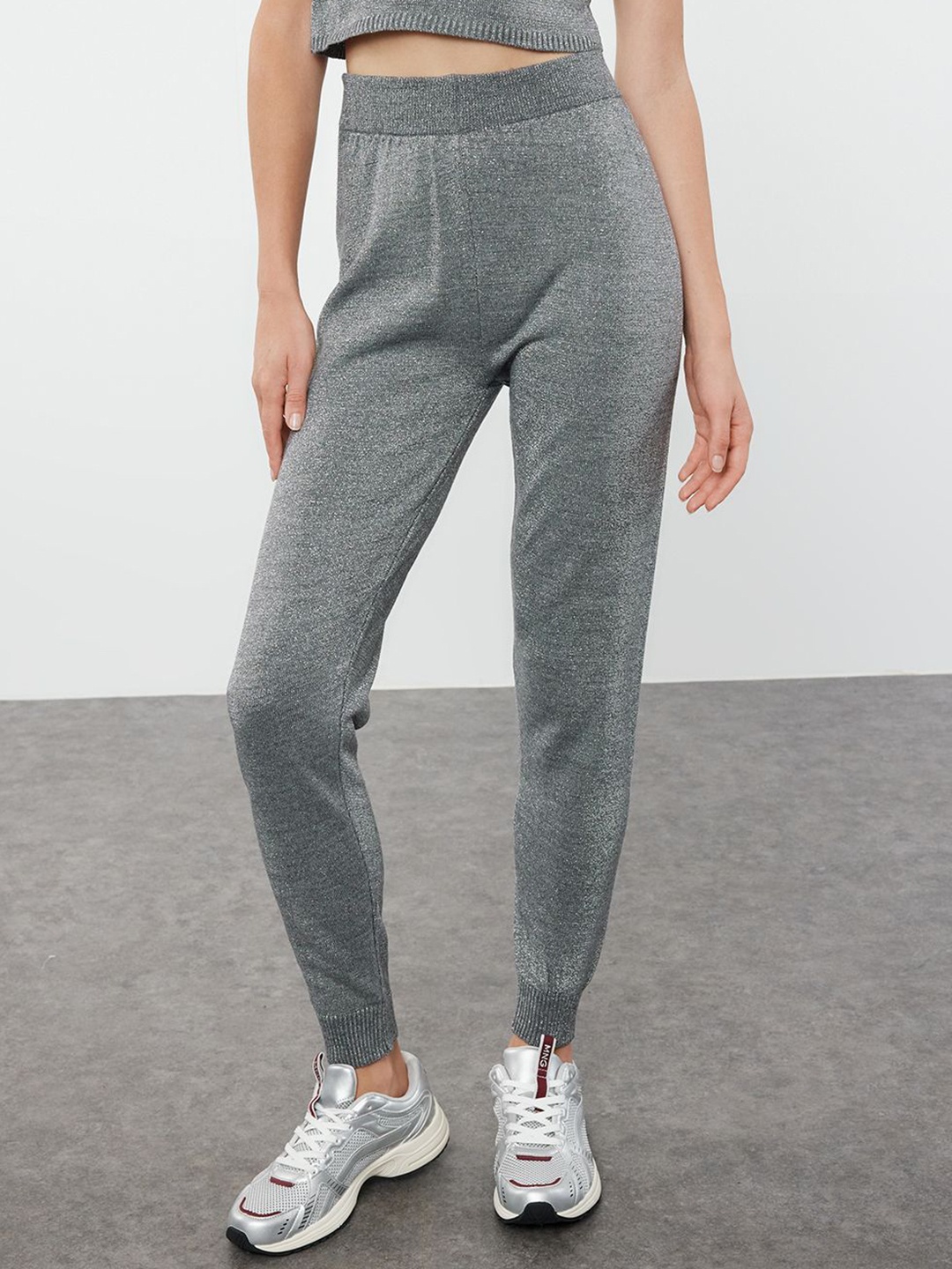

Trendyol Embellished Acrylic Top With Trousers, Grey