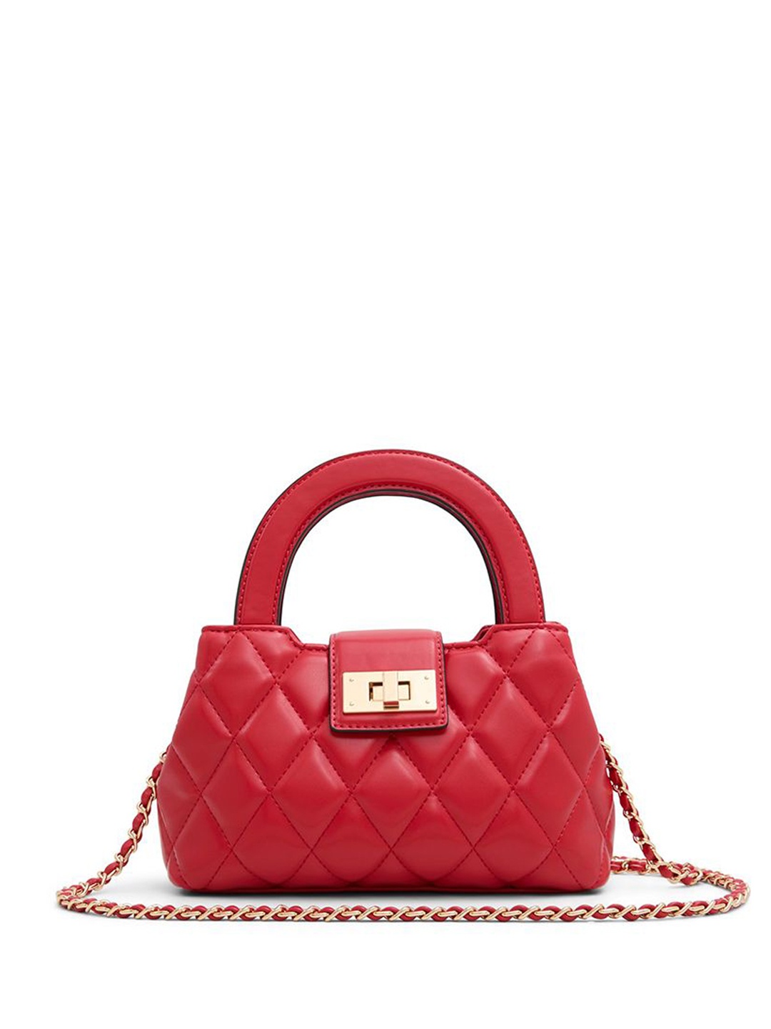 

ALDO Textured Structured Handheld Bag with Quilted, Red