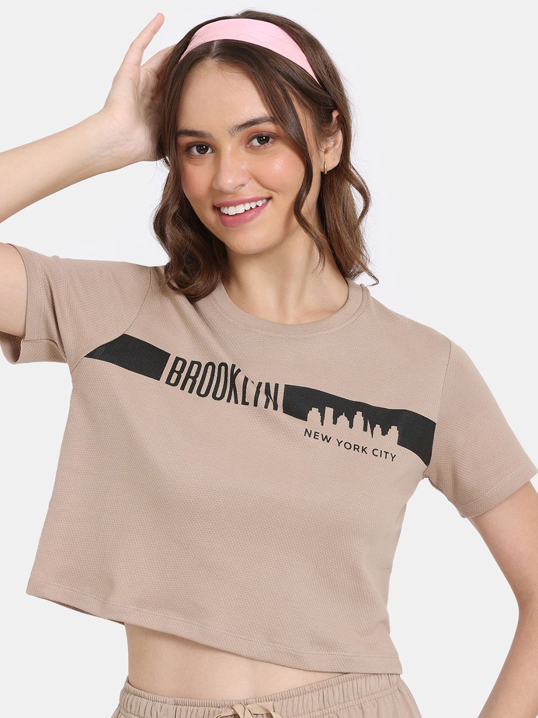 

Rosaline by Zivame Print Cotton Crop Top, Skin