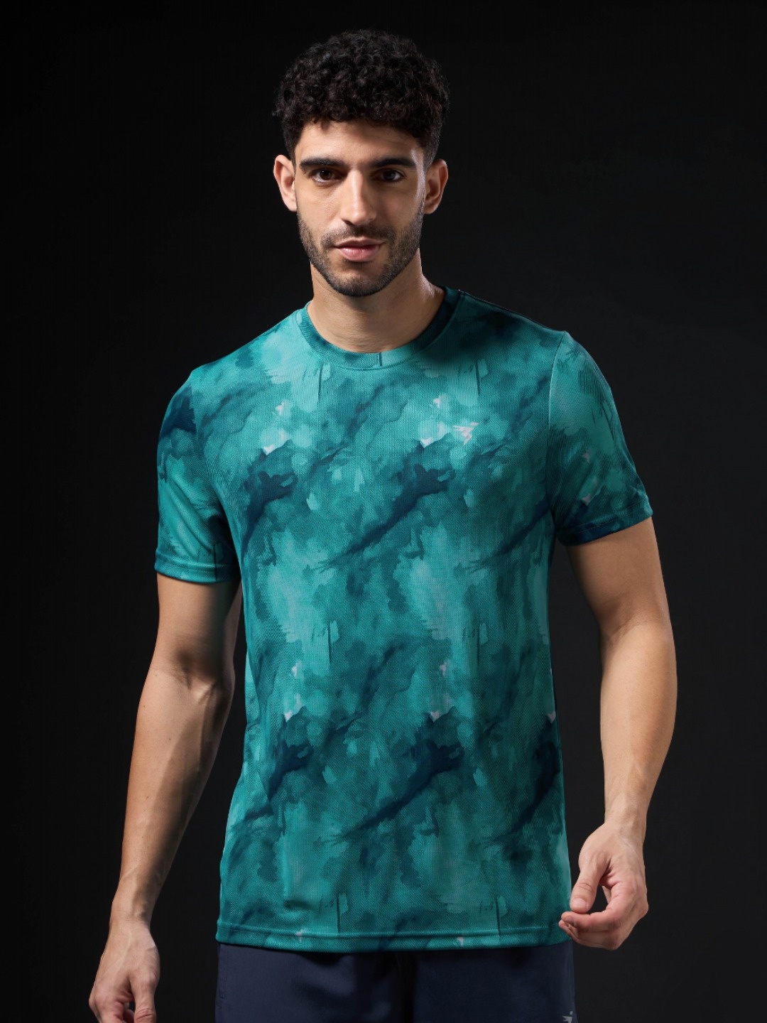 

Technosport Men UPF50 Tie and Dye Dyed Round Neck Slim Fit T-shirt, Green