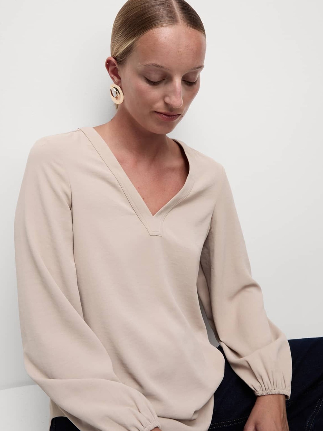 

Marks & Spencer Puff Sleeve Top, Nude