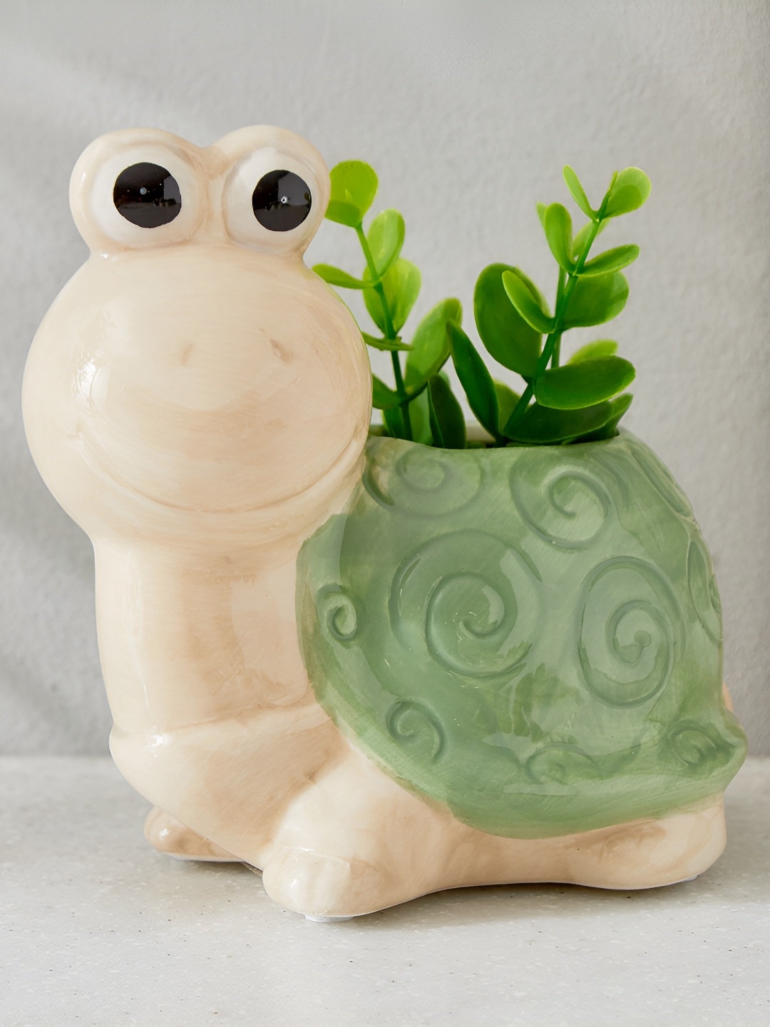 

Home Centre Gloria Green & Beige Ceramic Turtle Flower Planter
