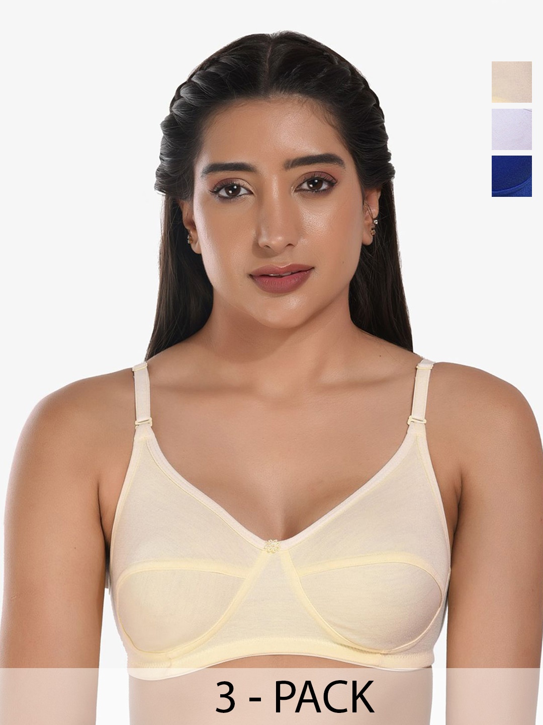 

Fabura Full Coverage Pack of 3 Non Padded Everyday Bras, White