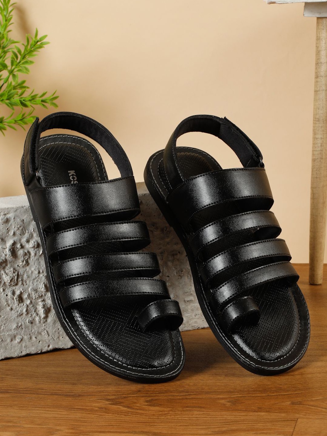 

Kosher Men One Toe Comfort Sandals, Black