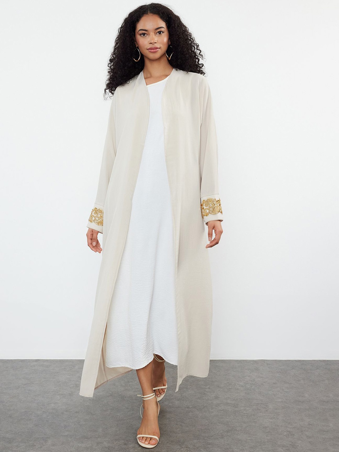 

Trendyol Open Front Longline Shrug, Beige