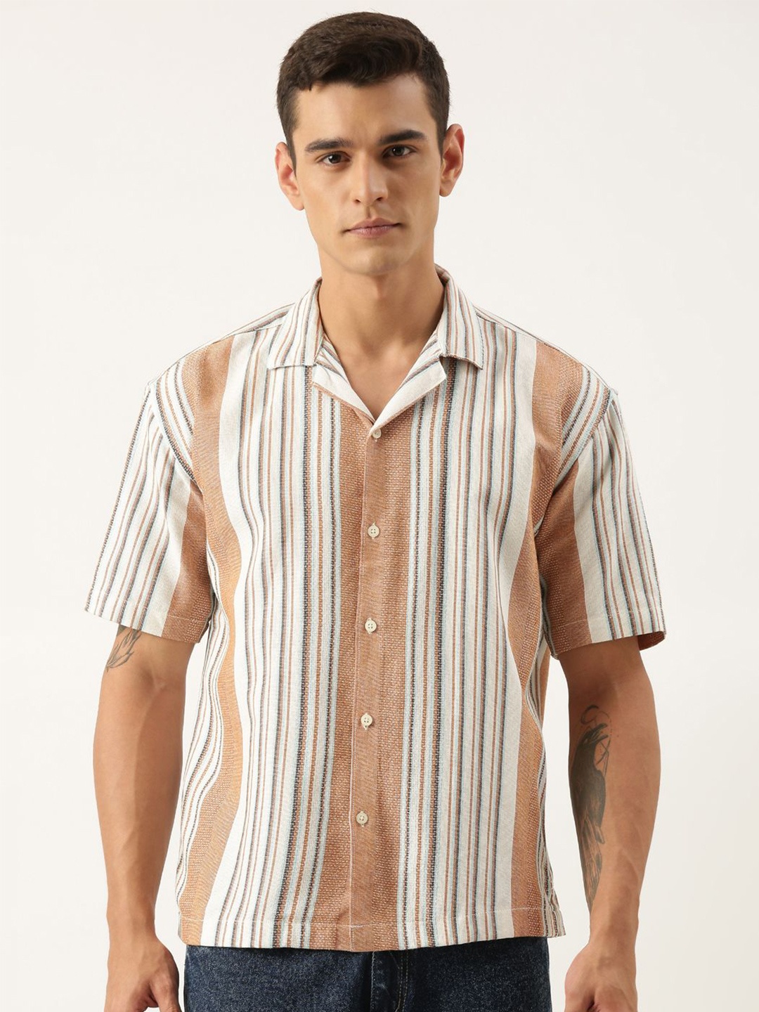 

ROLLER FASHIONS Men Opaque Striped Casual Shirt, Multi