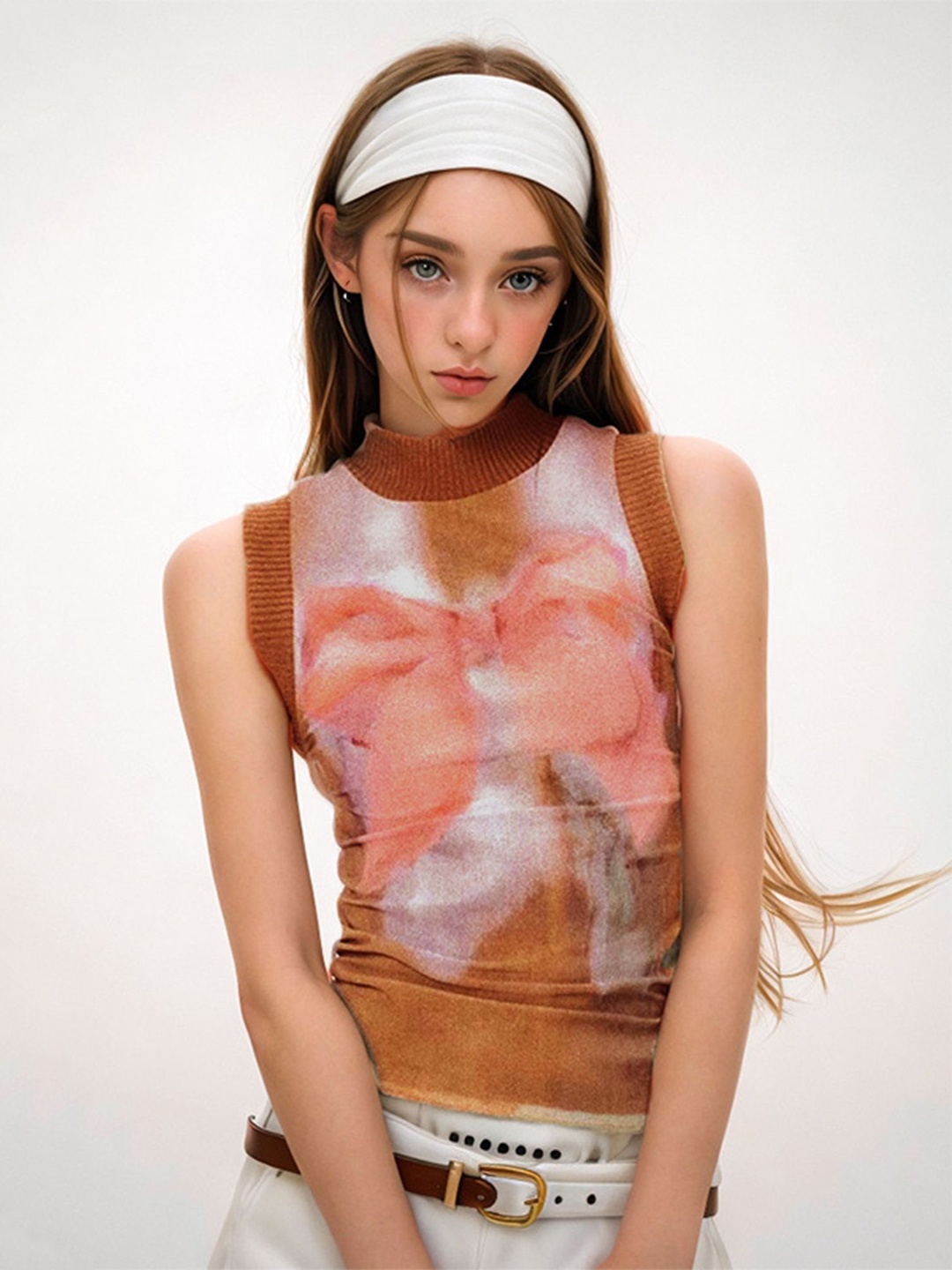 

LULU & SKY Print Crop Top, Brown