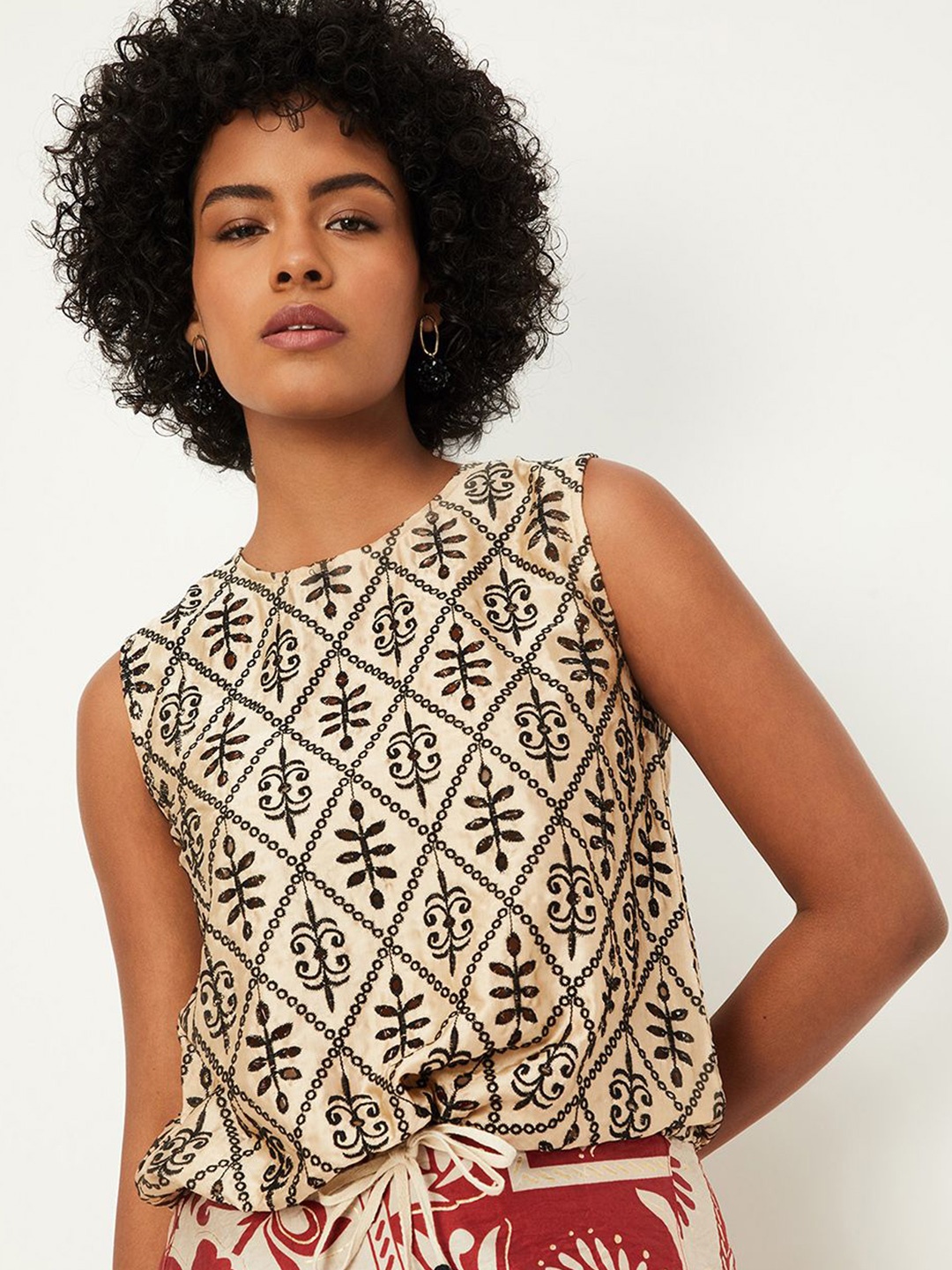 

max Print Top, Beige